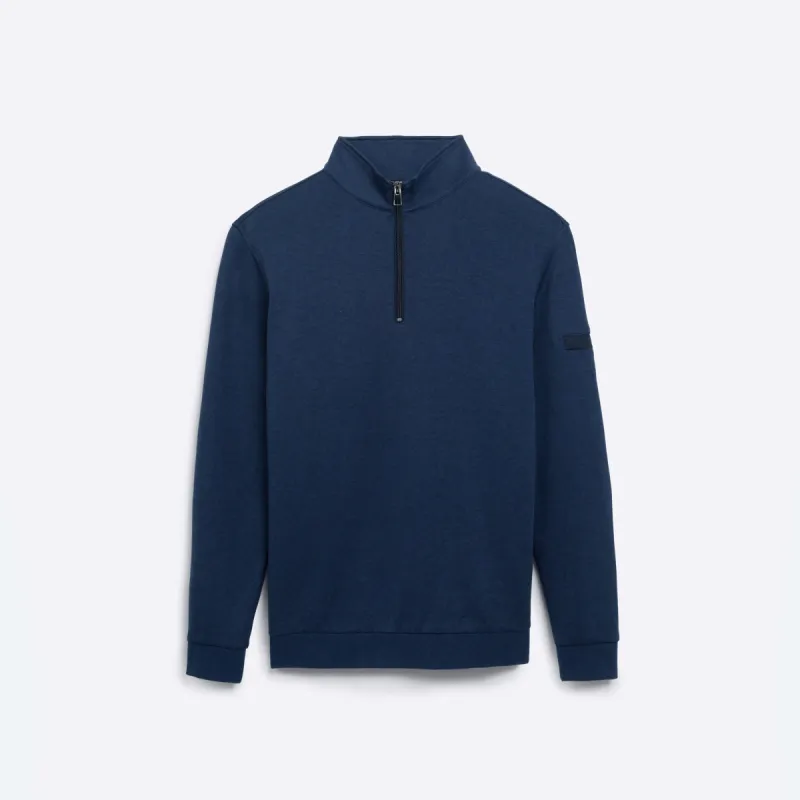 COMFORT Solid Heather Quarter Zip Mock Neck Pullover sold by Bugatchi