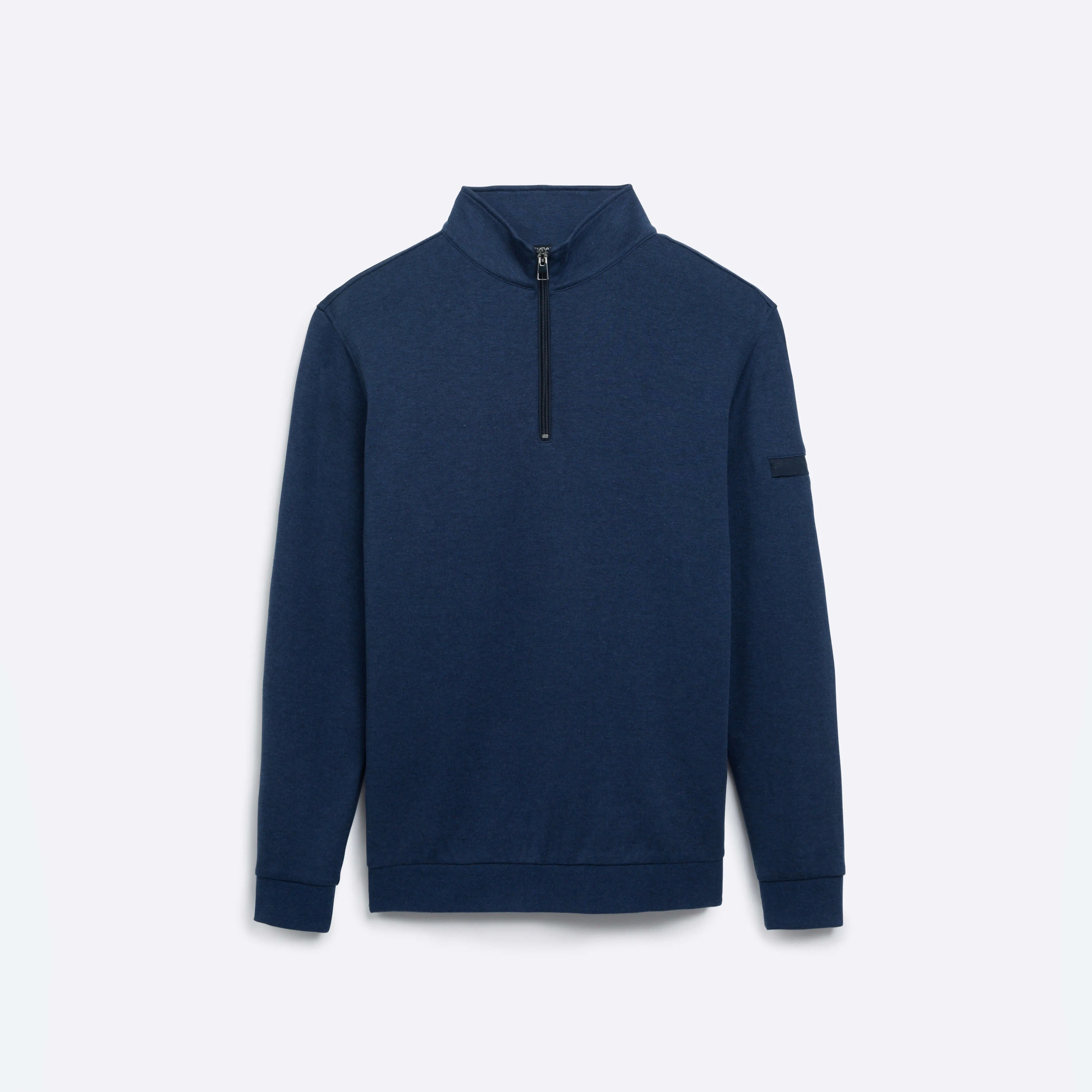 COMFORT Solid Heather Quarter Zip Mock Neck Pullover sold by Bugatchi
