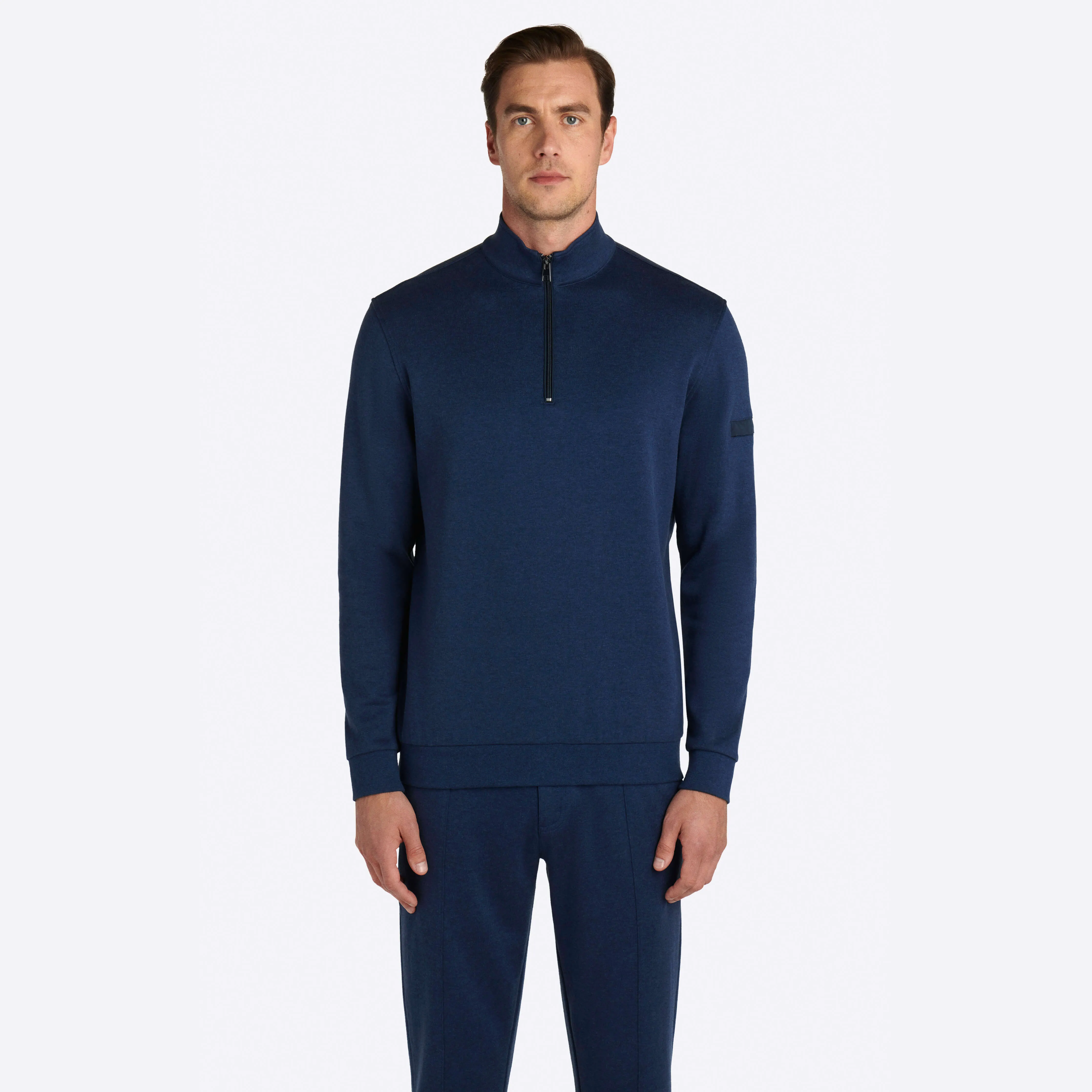 COMFORT Solid Heather Quarter Zip Mock Neck Pullover sold by Bugatchi product image thumbnail 2
