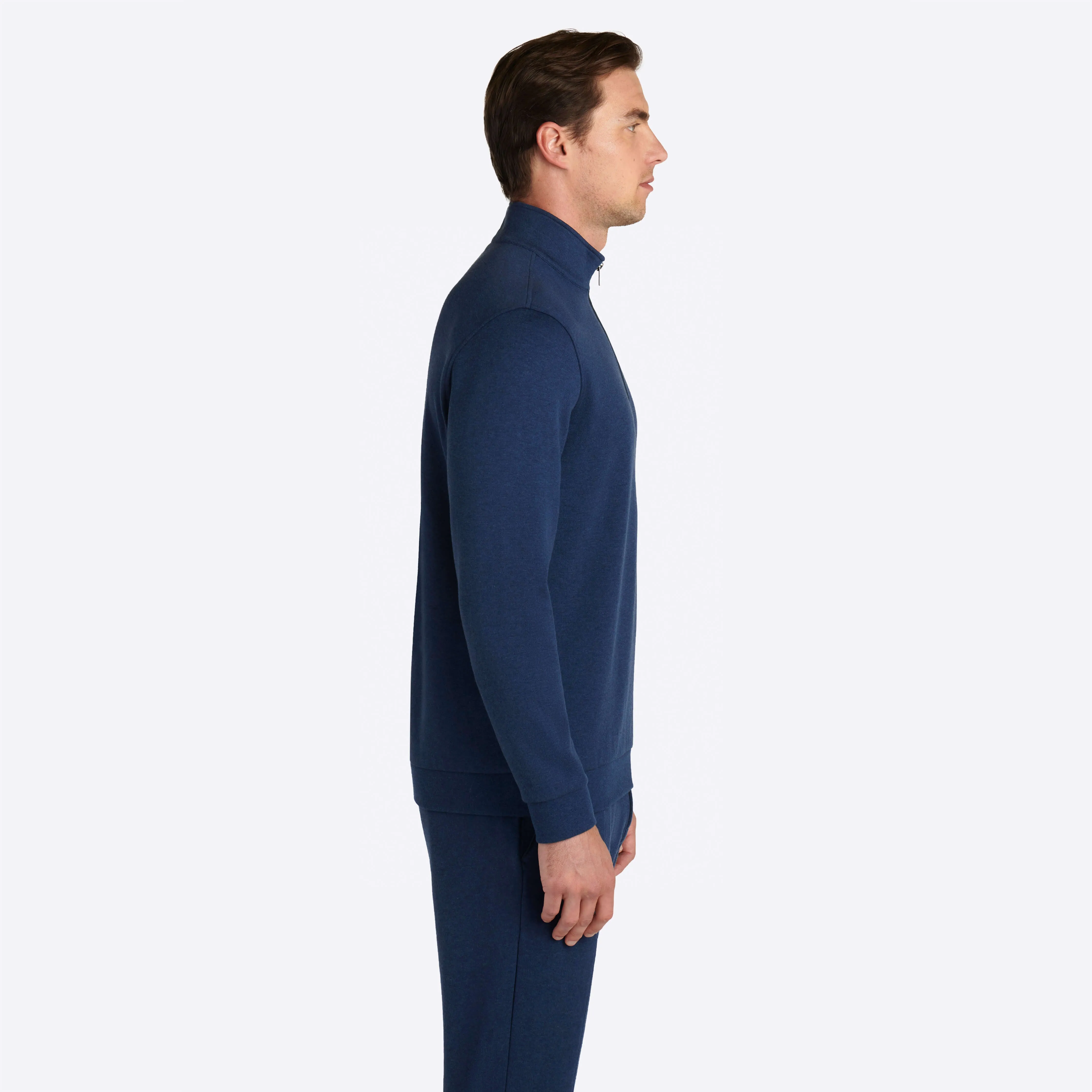 COMFORT Solid Heather Quarter Zip Mock Neck Pullover sold by Bugatchi product image thumbnail 3