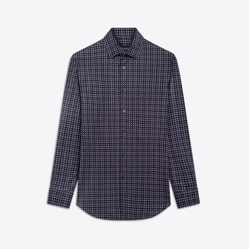 JAMES Paisley and Check OoohCotton Shirt sold by Bugatchi