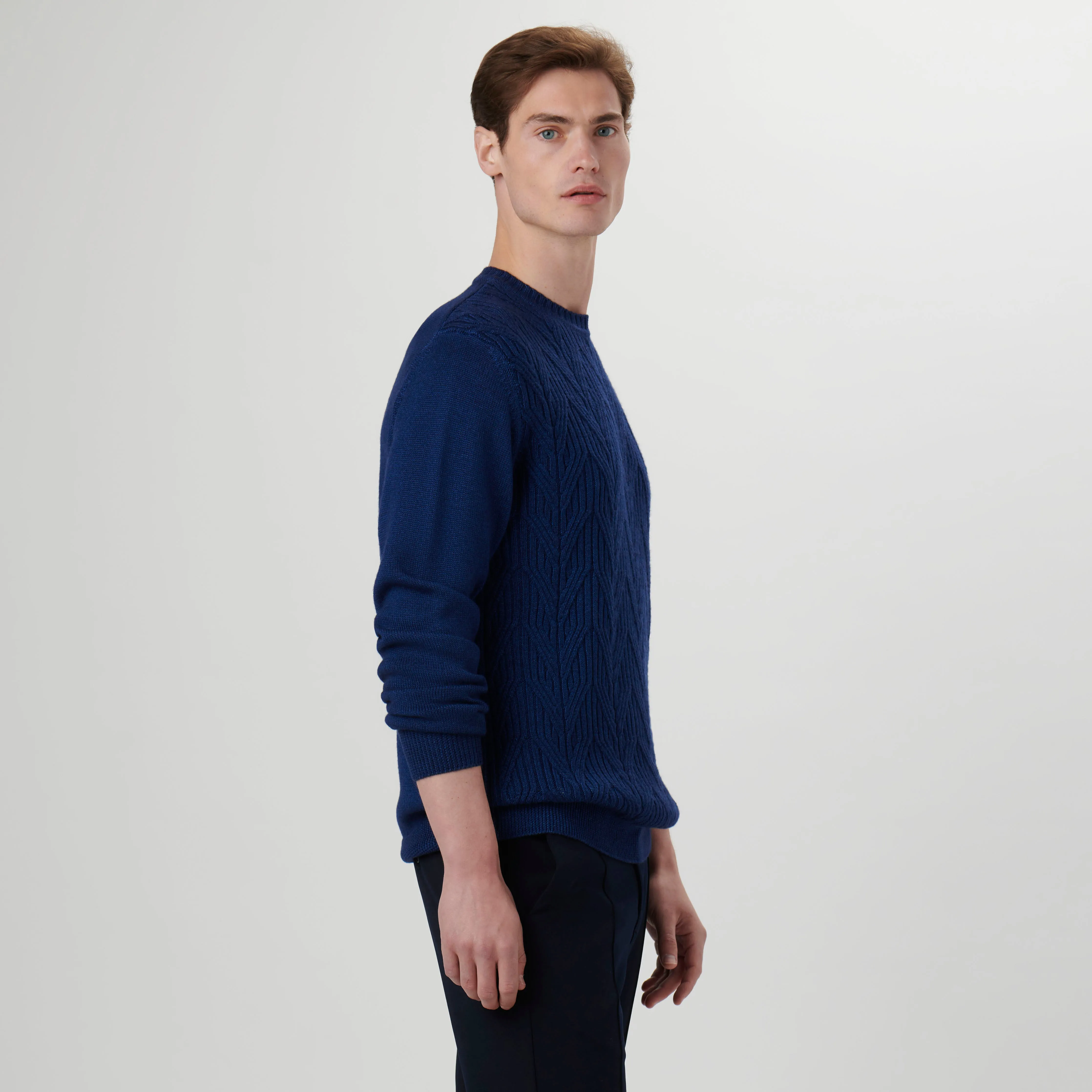 Cable Knit Crew Neck Sweater sold by Bugatchi product image thumbnail 3