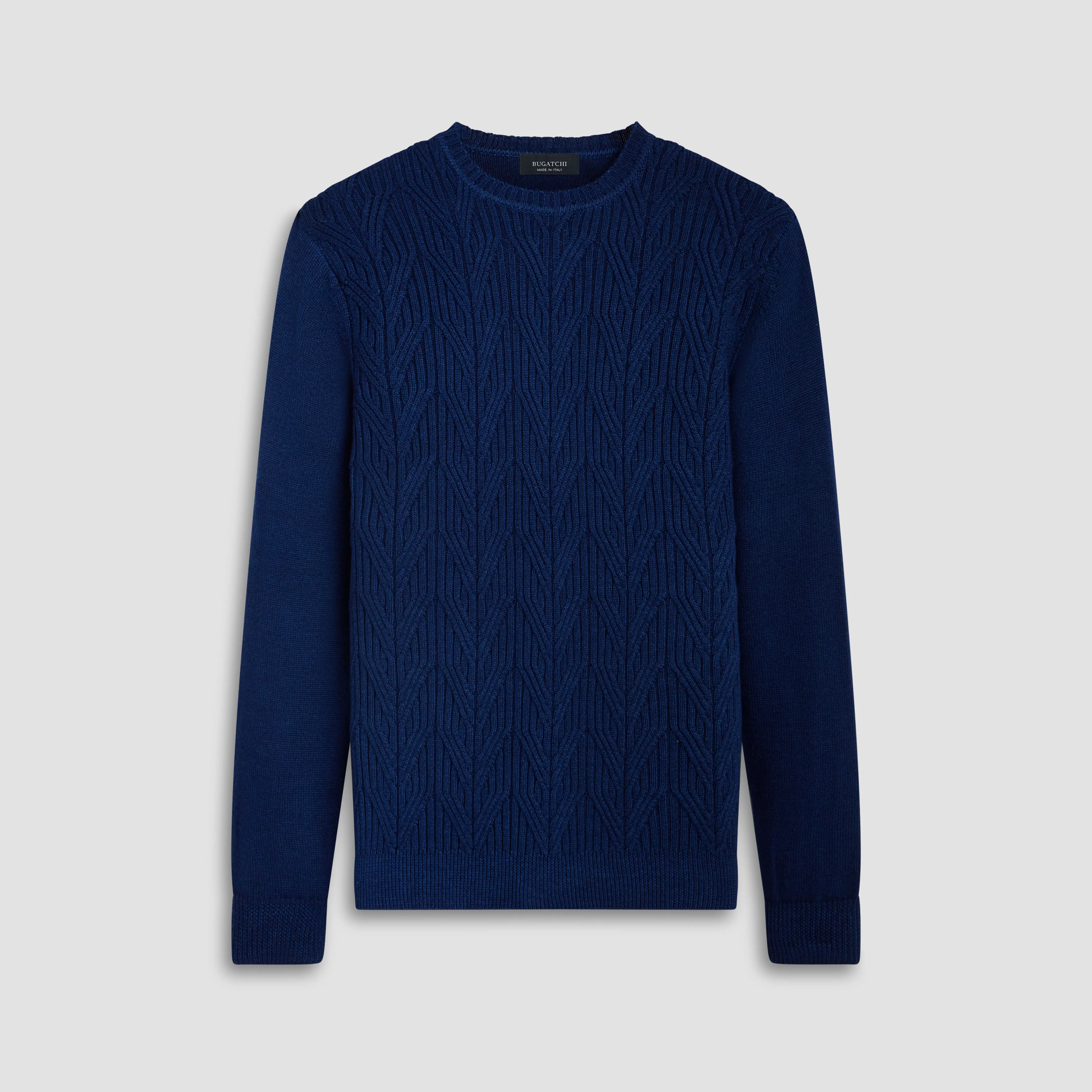 Cable Knit Crew Neck Sweater sold by Bugatchi