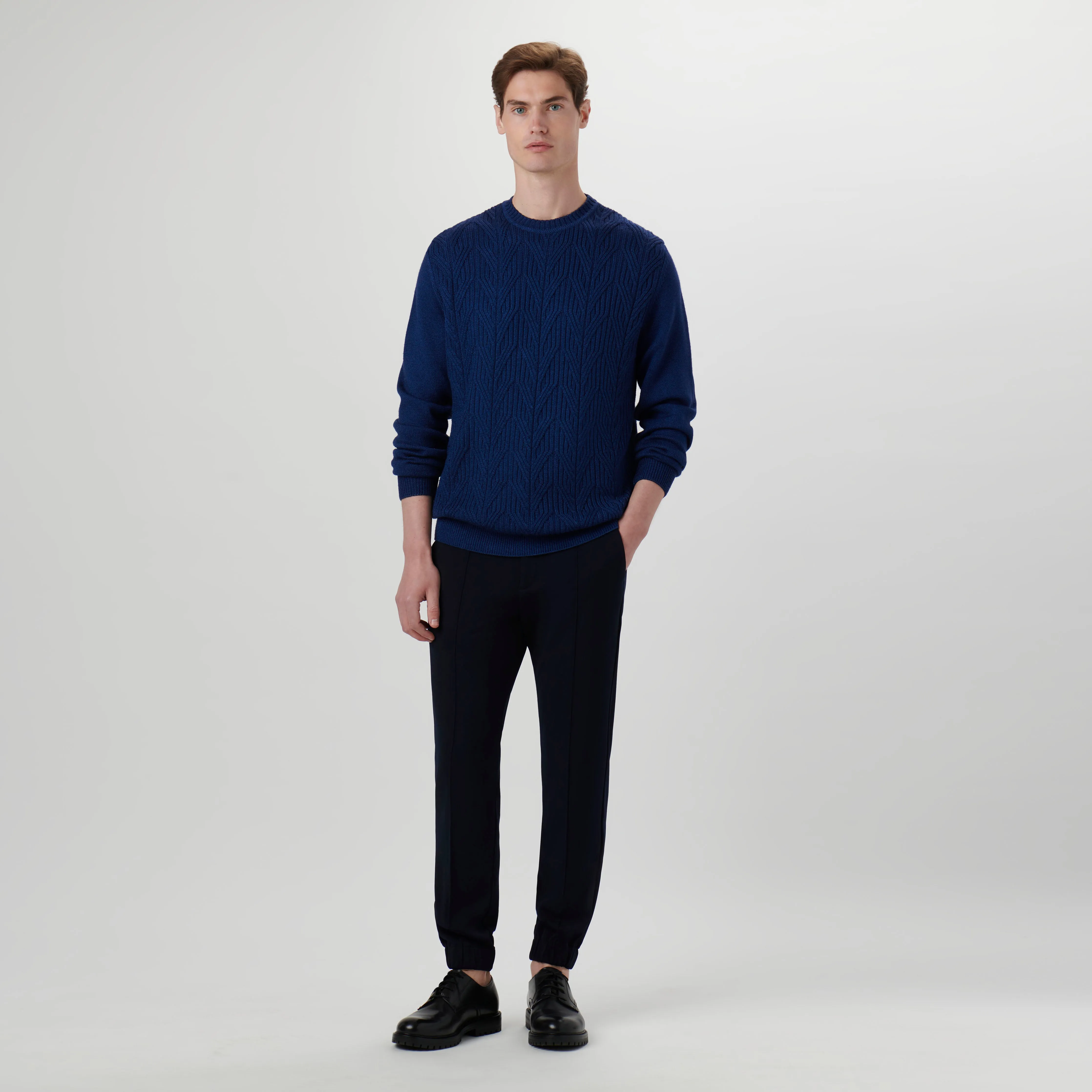 Cable Knit Crew Neck Sweater sold by Bugatchi product image thumbnail 5