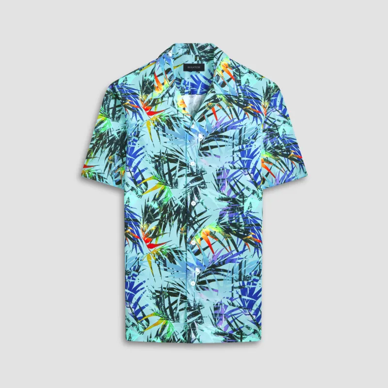 Cole Leaf Print OoohCotton Camp Shirt sold by Bugatchi