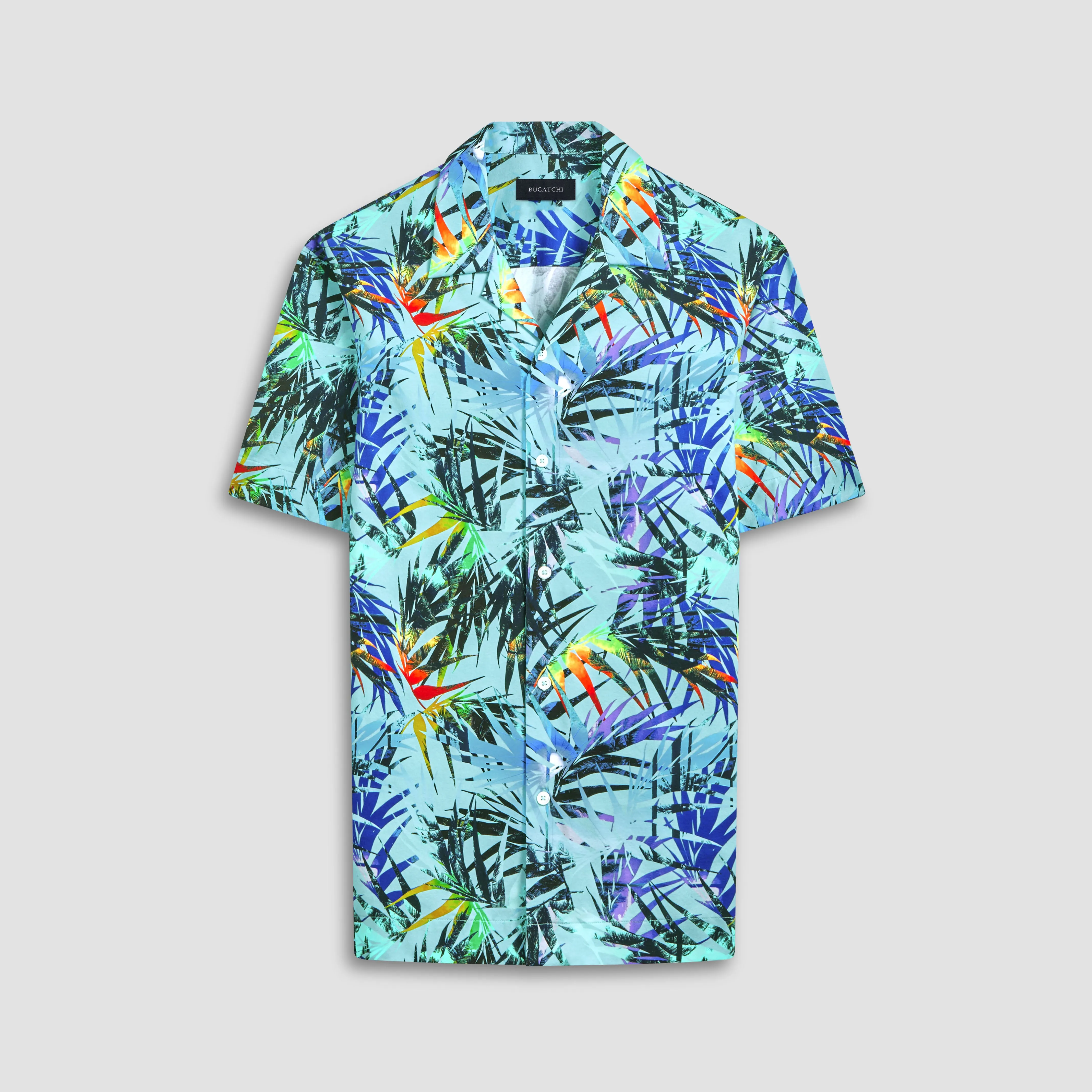 Cole Leaf Print OoohCotton Camp Shirt sold by Bugatchi
