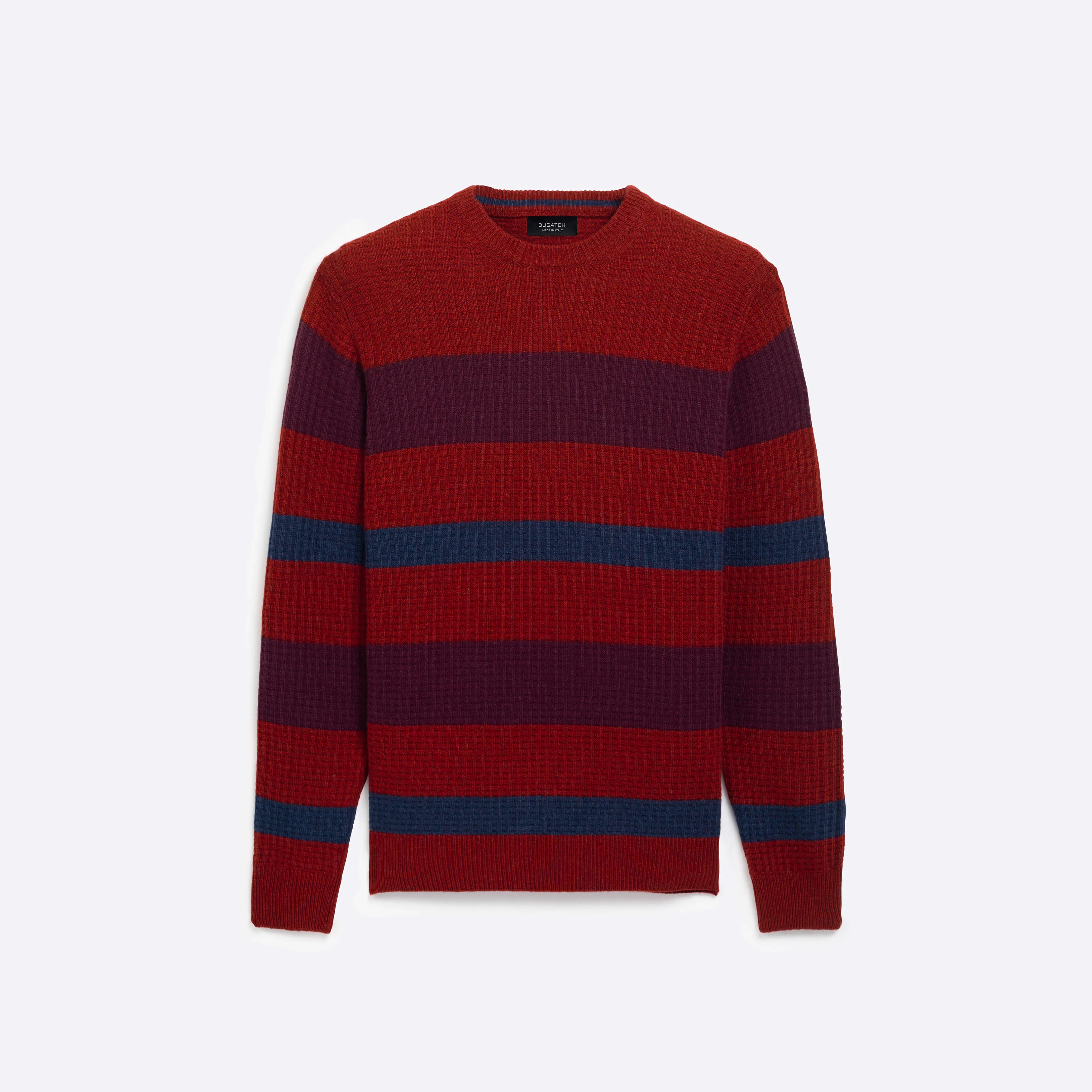 Striped Waffle Crew Neck Sweater sold by Bugatchi