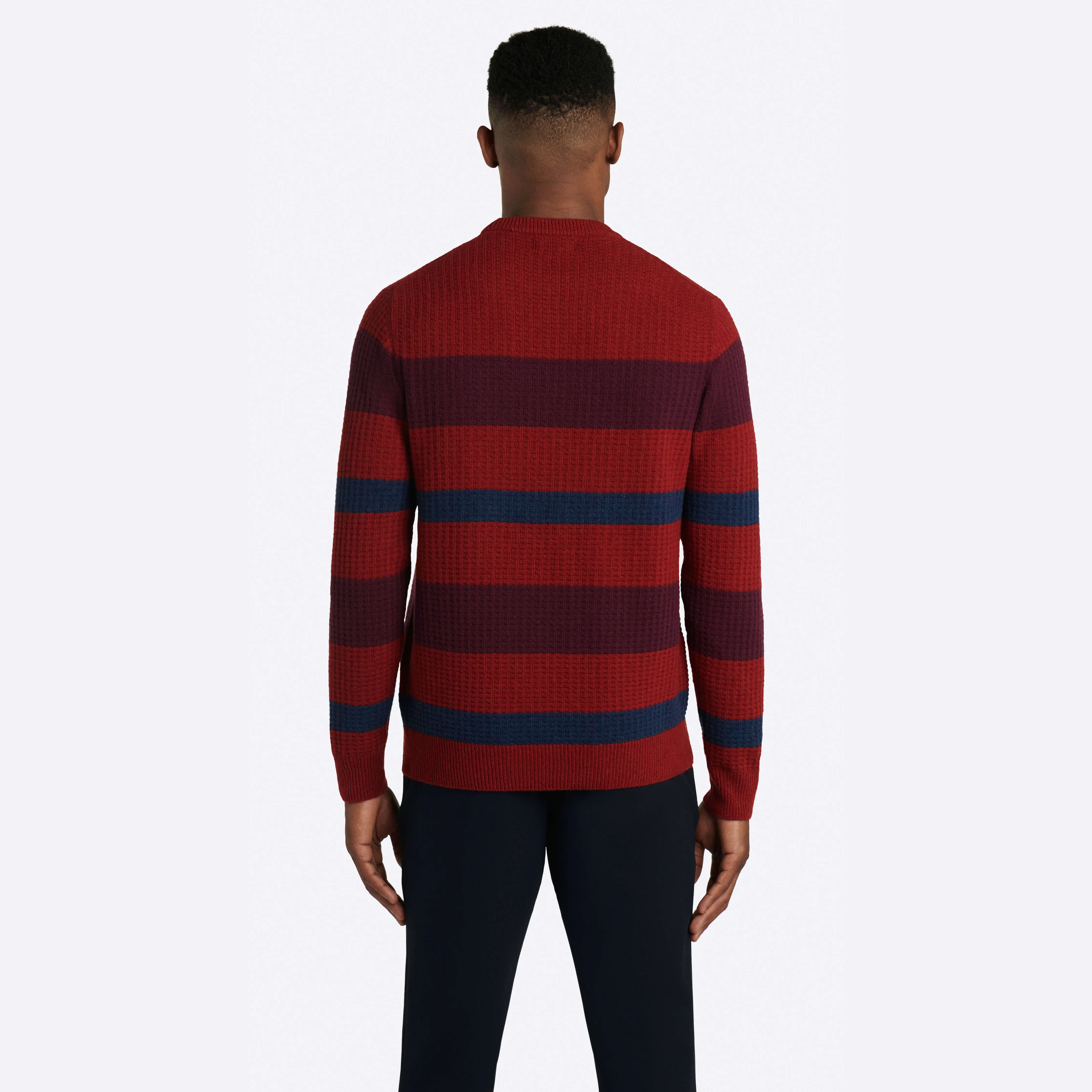 Striped Waffle Crew Neck Sweater sold by Bugatchi product image thumbnail 5