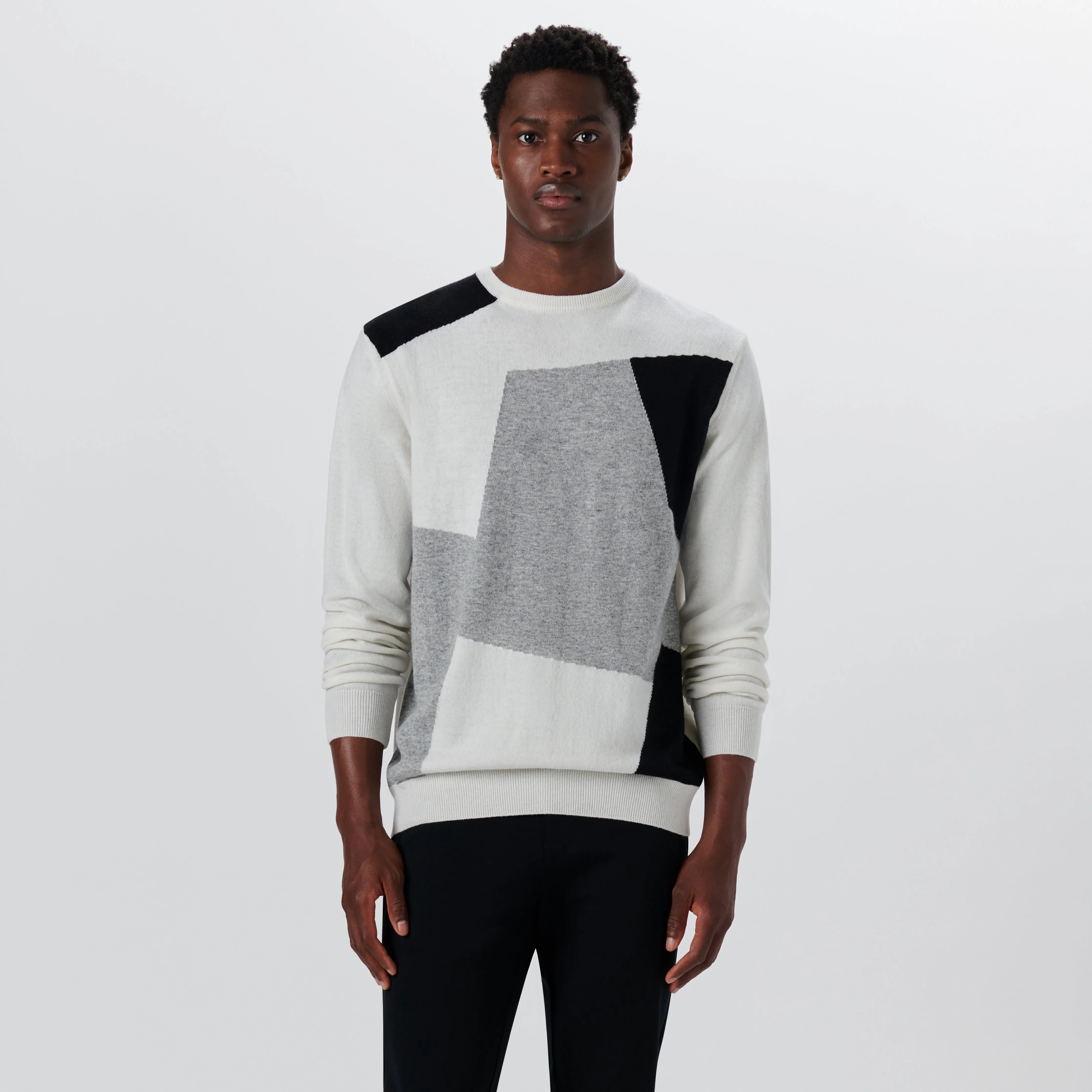 Crew Neck Patchwork Intarsia Sweater sold by Bugatchi product image thumbnail 2