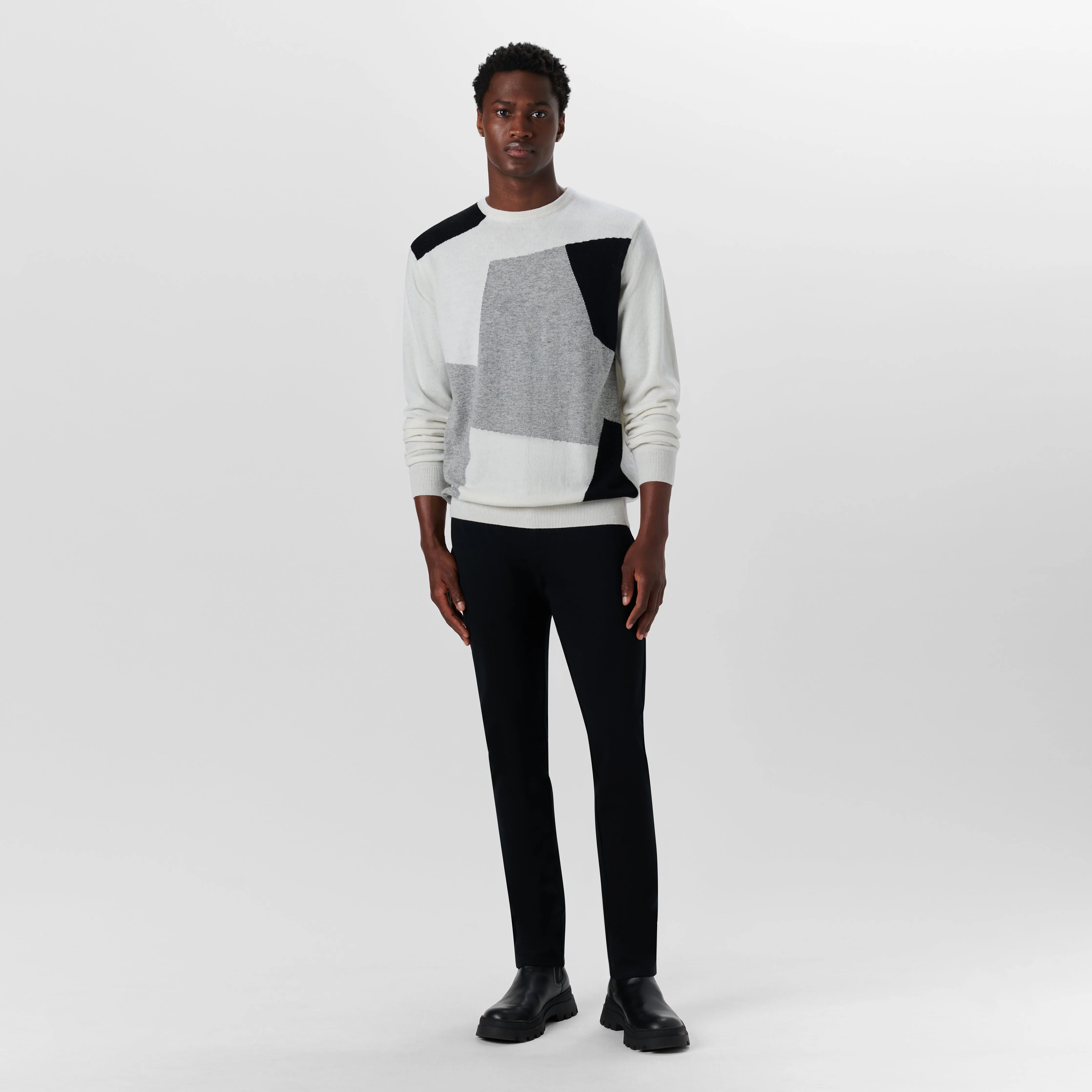 Crew Neck Patchwork Intarsia Sweater sold by Bugatchi product image thumbnail 5