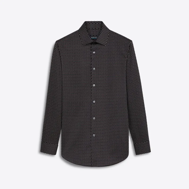 JAMES Ogee Print OoohCotton Twill Shirt sold by Bugatchi