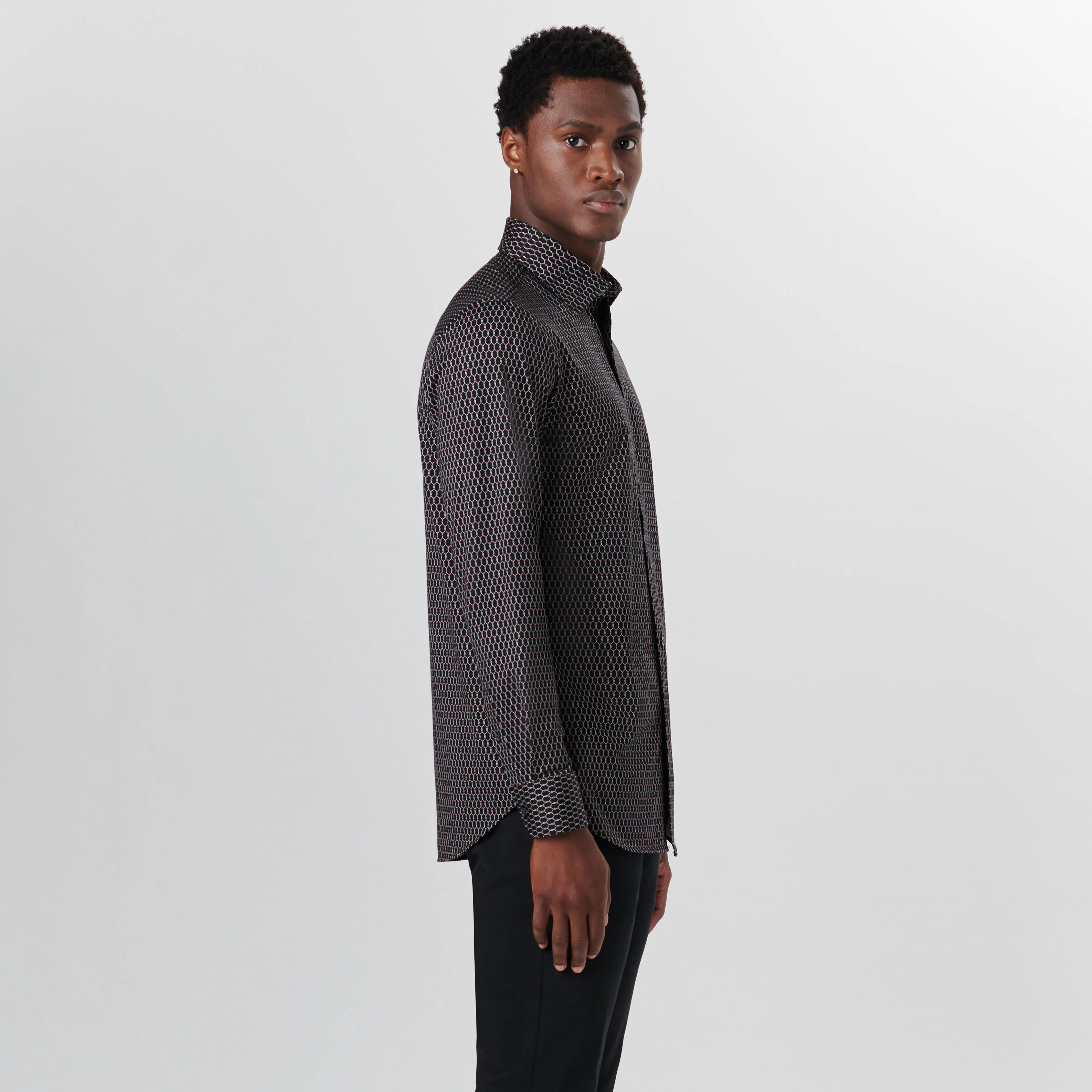 JAMES Ogee Print OoohCotton Twill Shirt sold by Bugatchi product image thumbnail 3