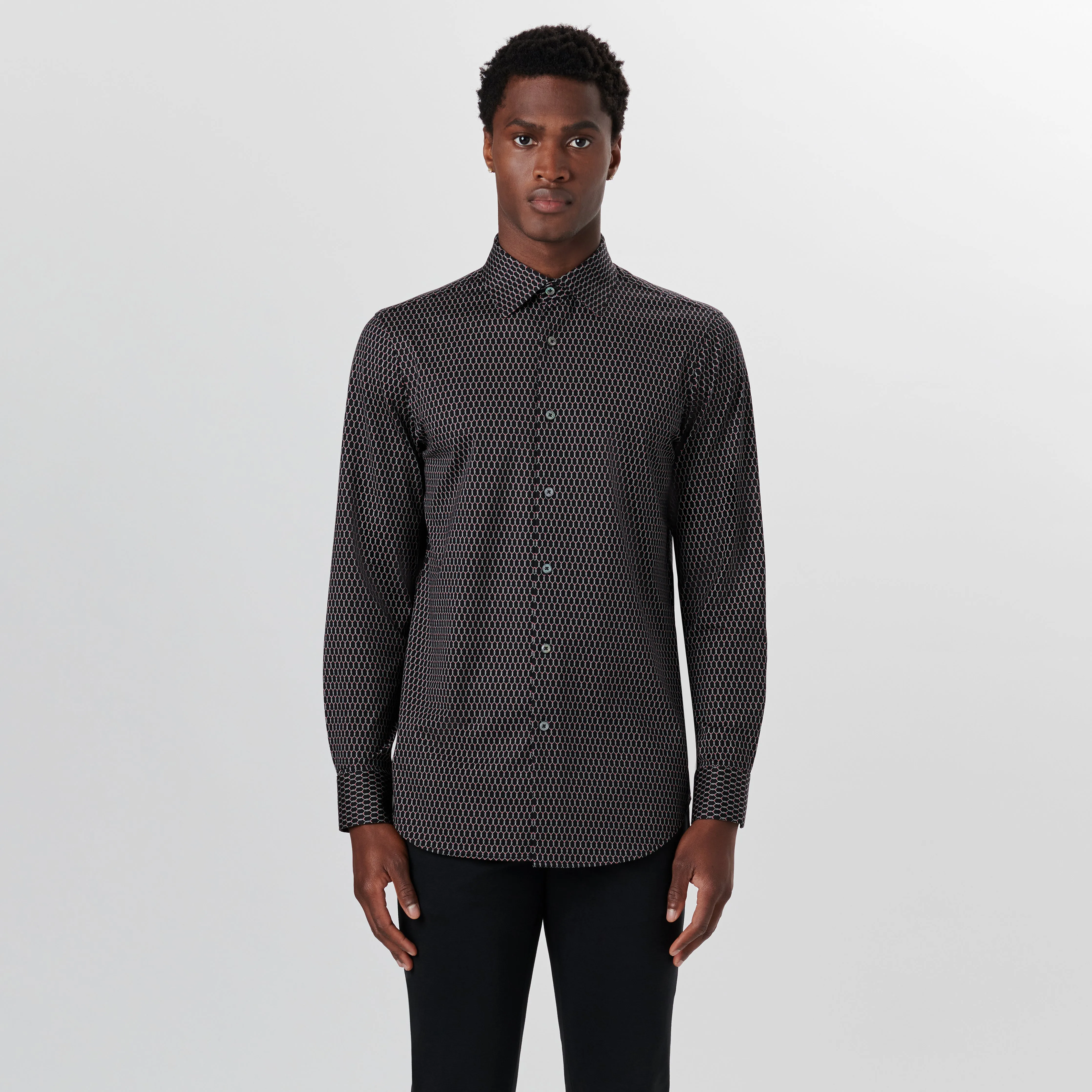 JAMES Ogee Print OoohCotton Twill Shirt sold by Bugatchi product image thumbnail 2
