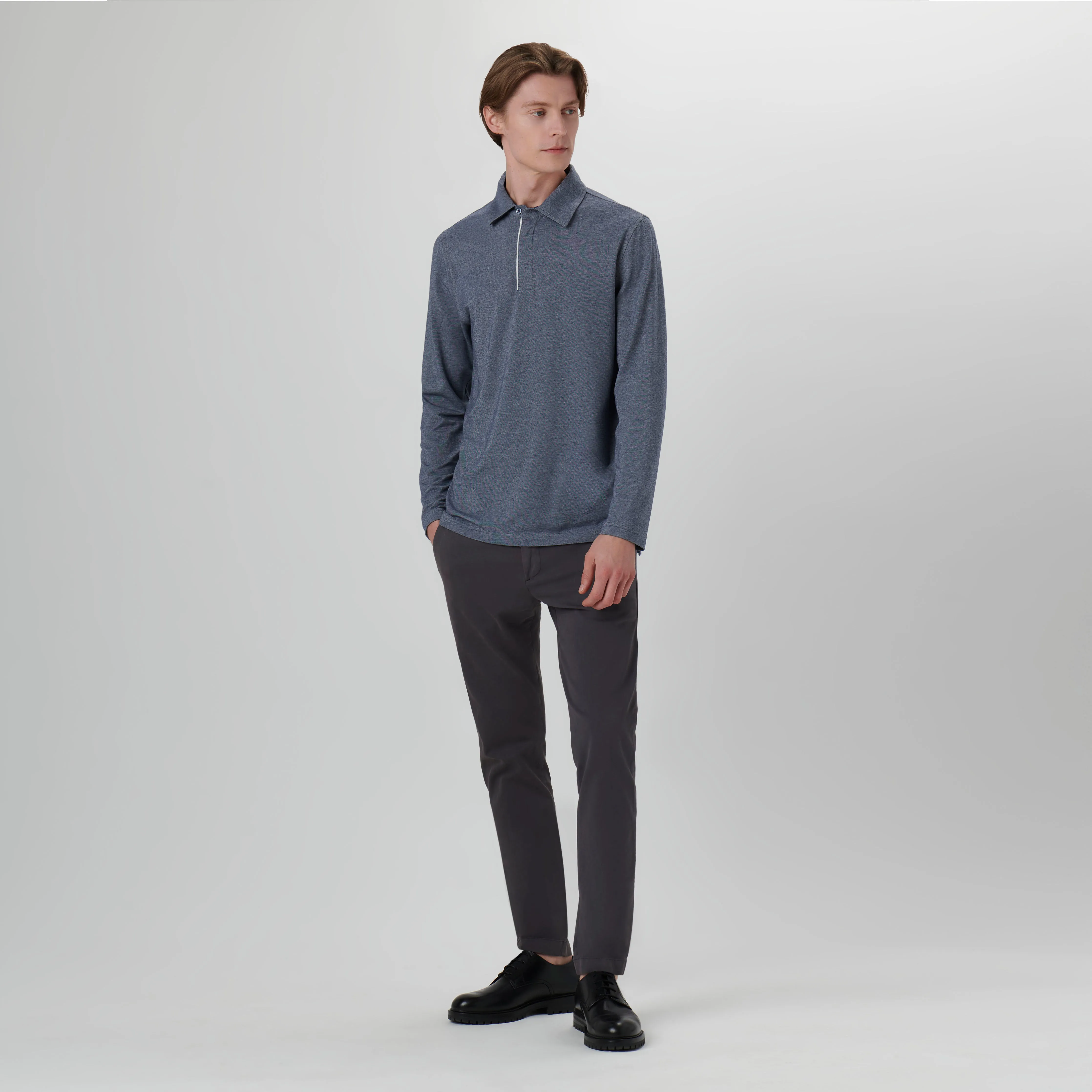 Long-sleeved Polo Shirt sold by Bugatchi product image thumbnail 5