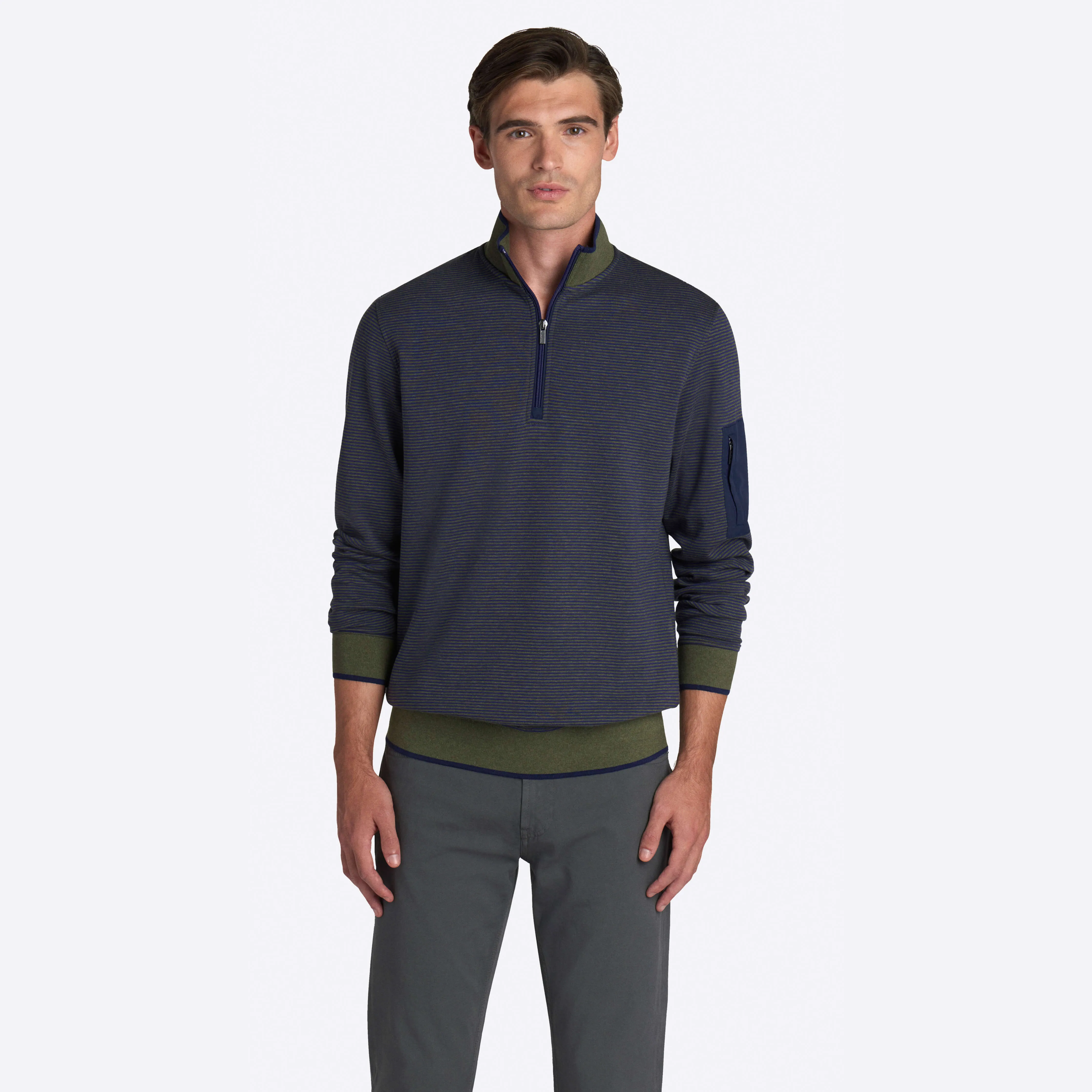 Striped Quarter Zip Mock Neck Pullover sold by Bugatchi product image thumbnail 2