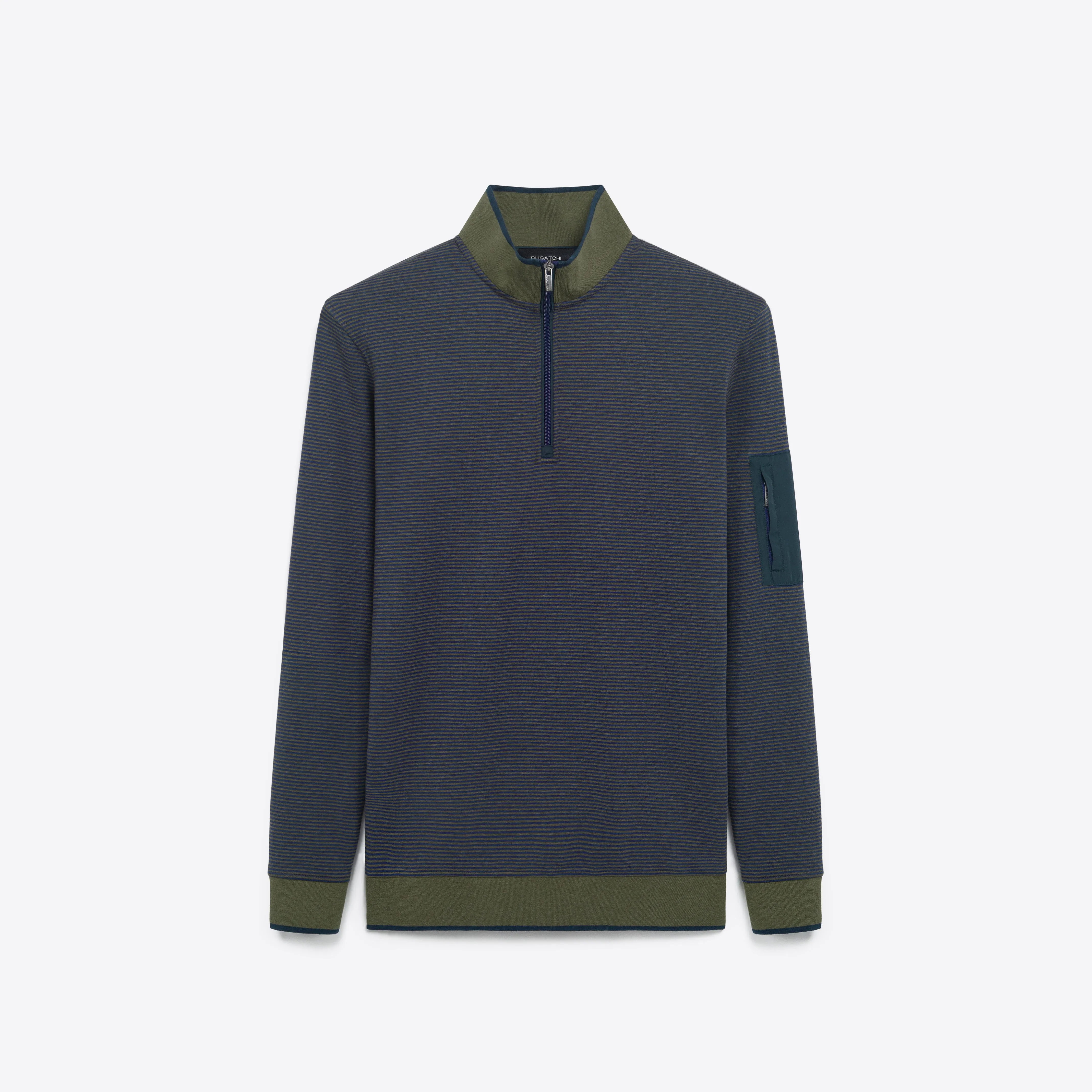 Striped Quarter Zip Mock Neck Pullover sold by Bugatchi