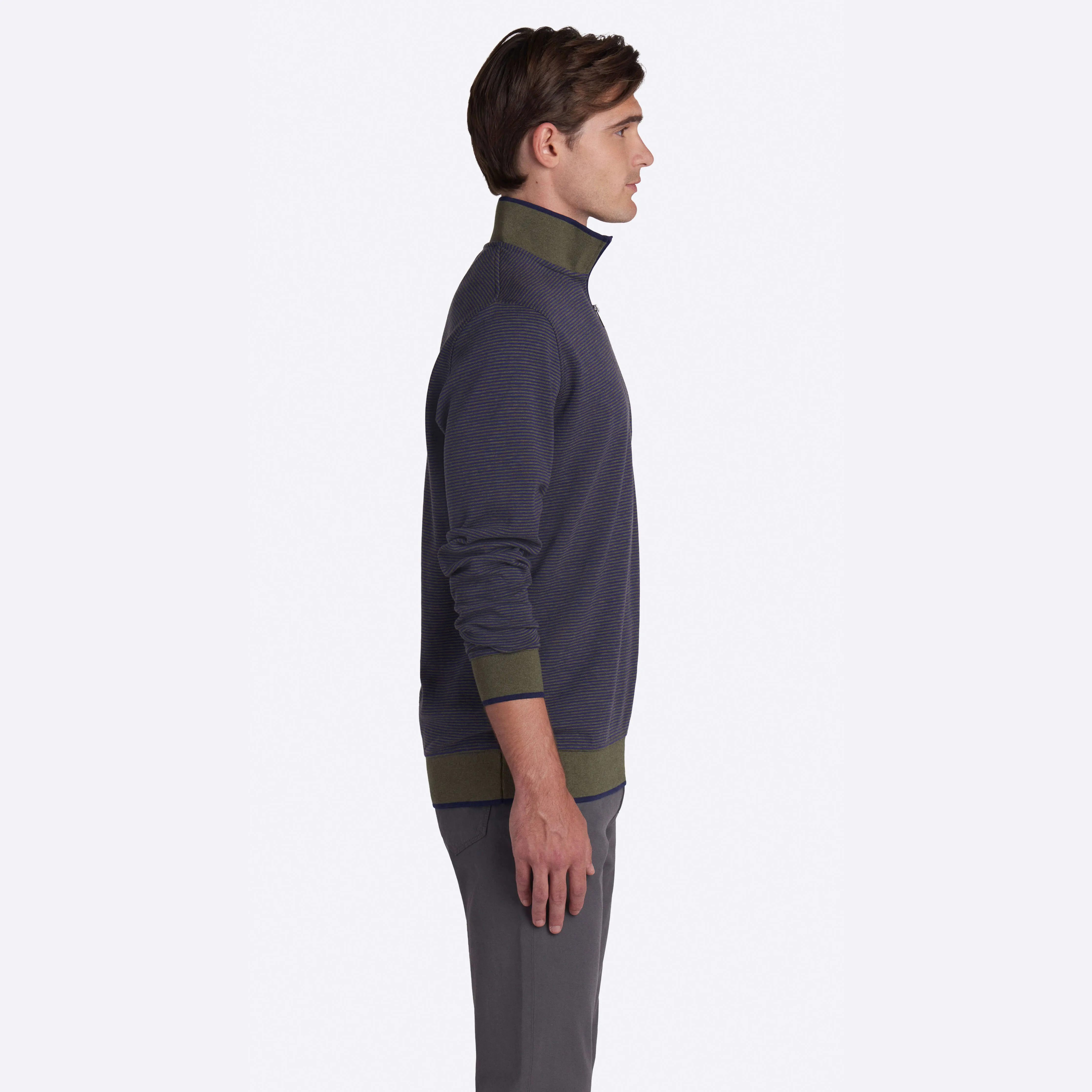 Striped Quarter Zip Mock Neck Pullover sold by Bugatchi product image thumbnail 4