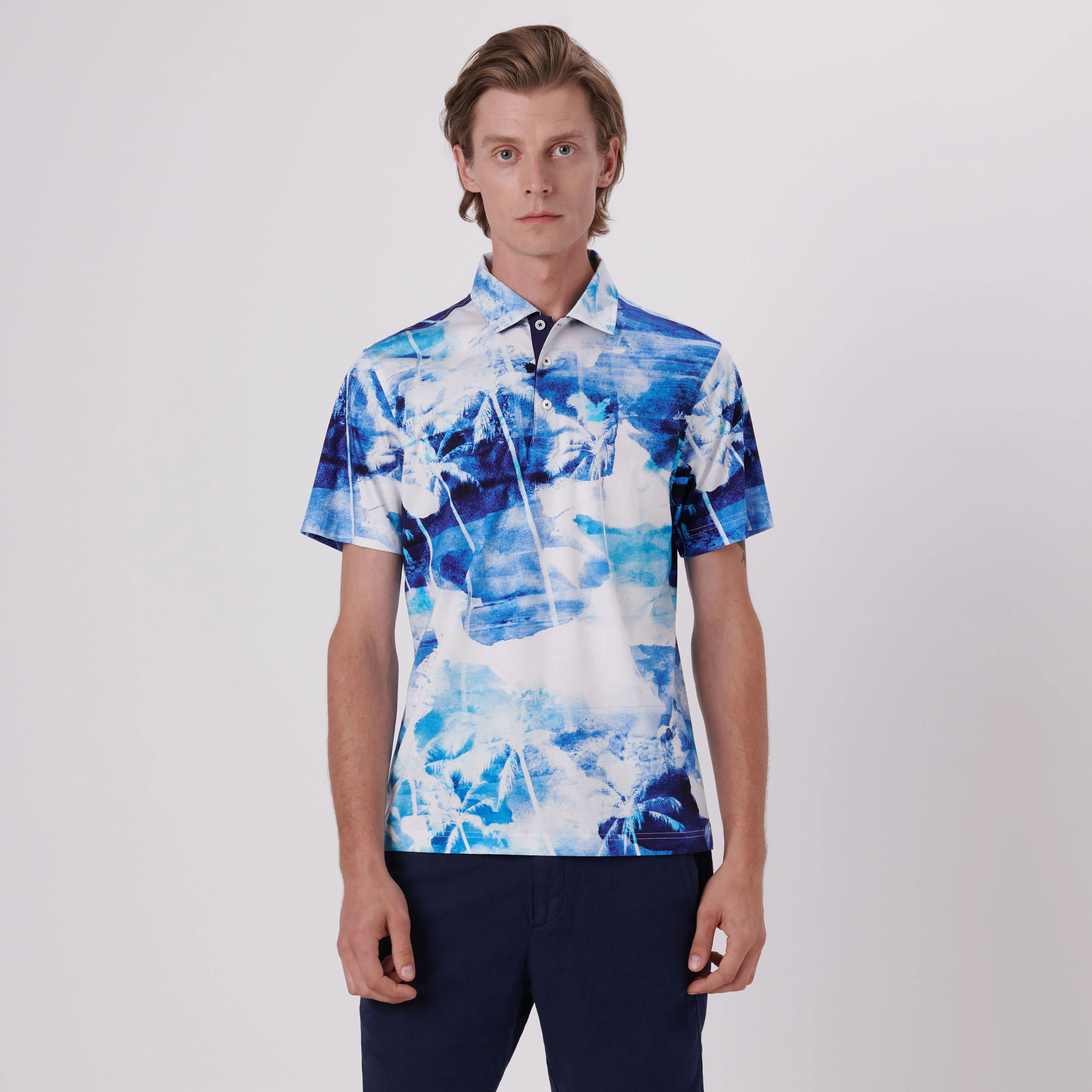 Hendrix Watercolor Tropics Print Polo Shirt sold by Bugatchi product image thumbnail 2
