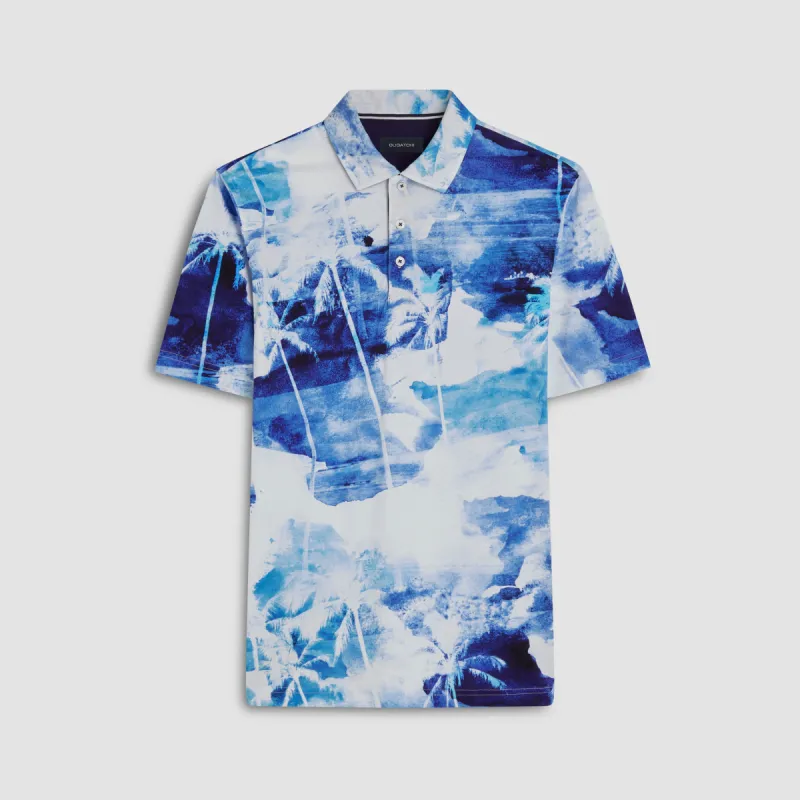 Hendrix Watercolor Tropics Print Polo Shirt sold by Bugatchi