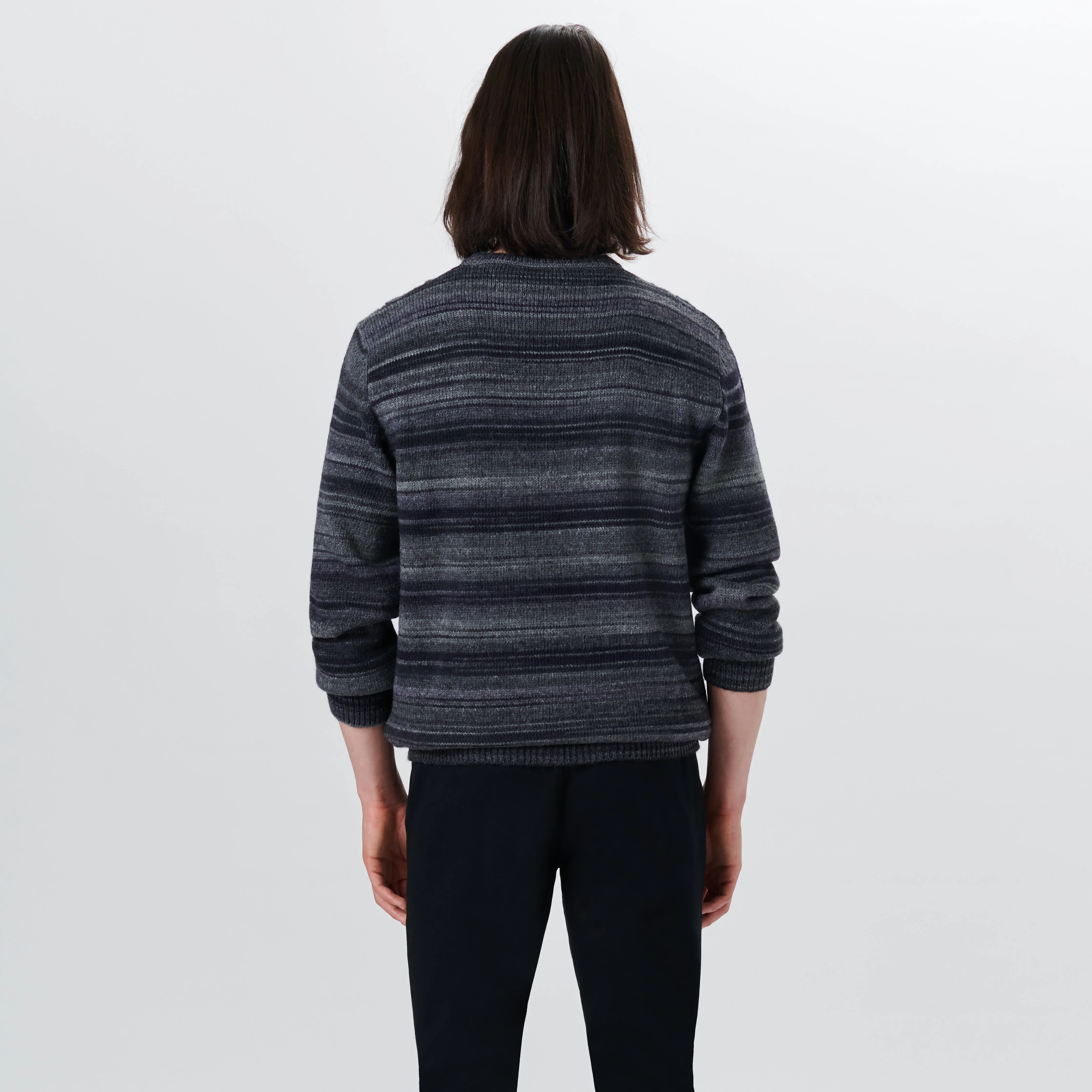 Crew Neck Striped Jacquard Sweater sold by Bugatchi product image thumbnail 4