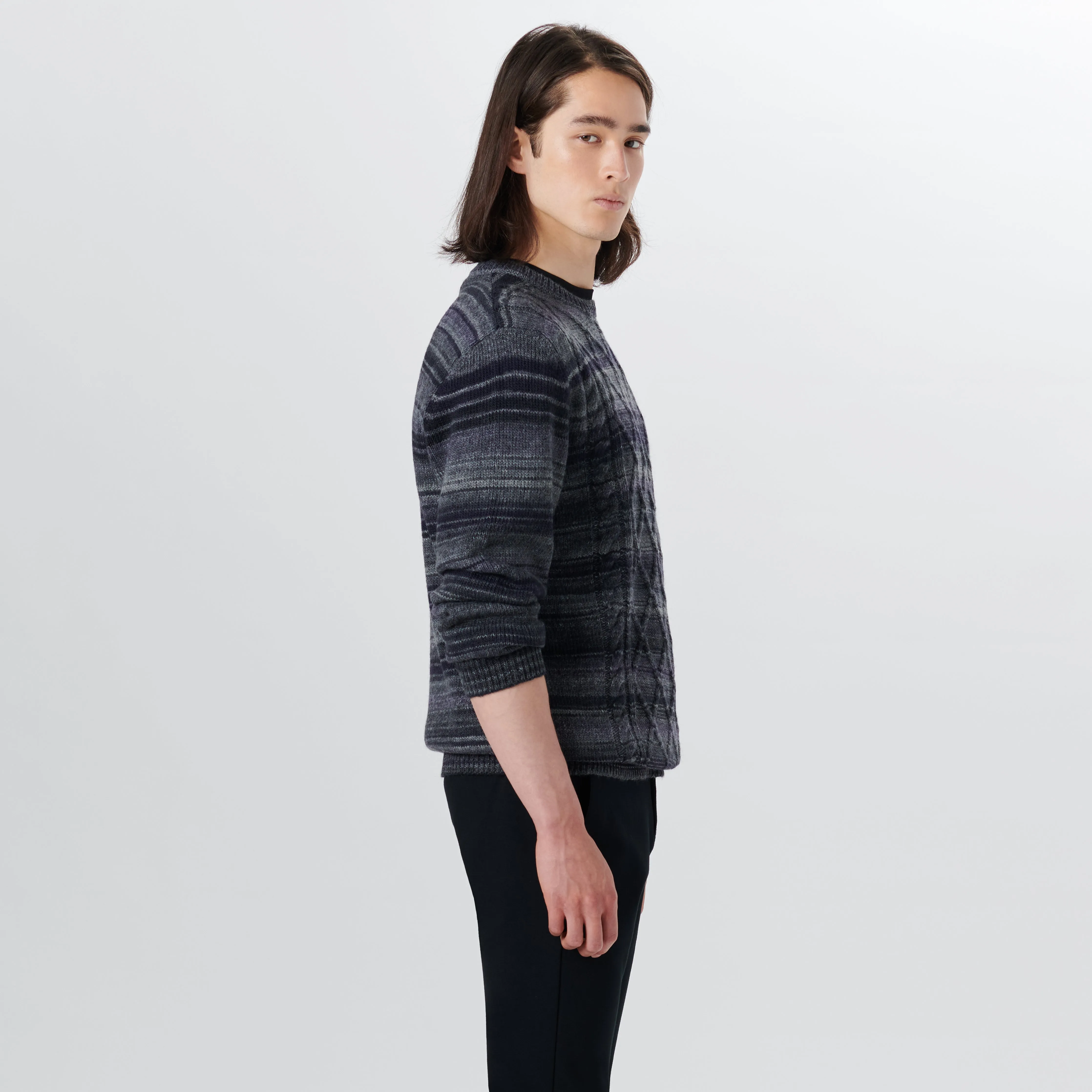 Crew Neck Striped Jacquard Sweater sold by Bugatchi product image thumbnail 3