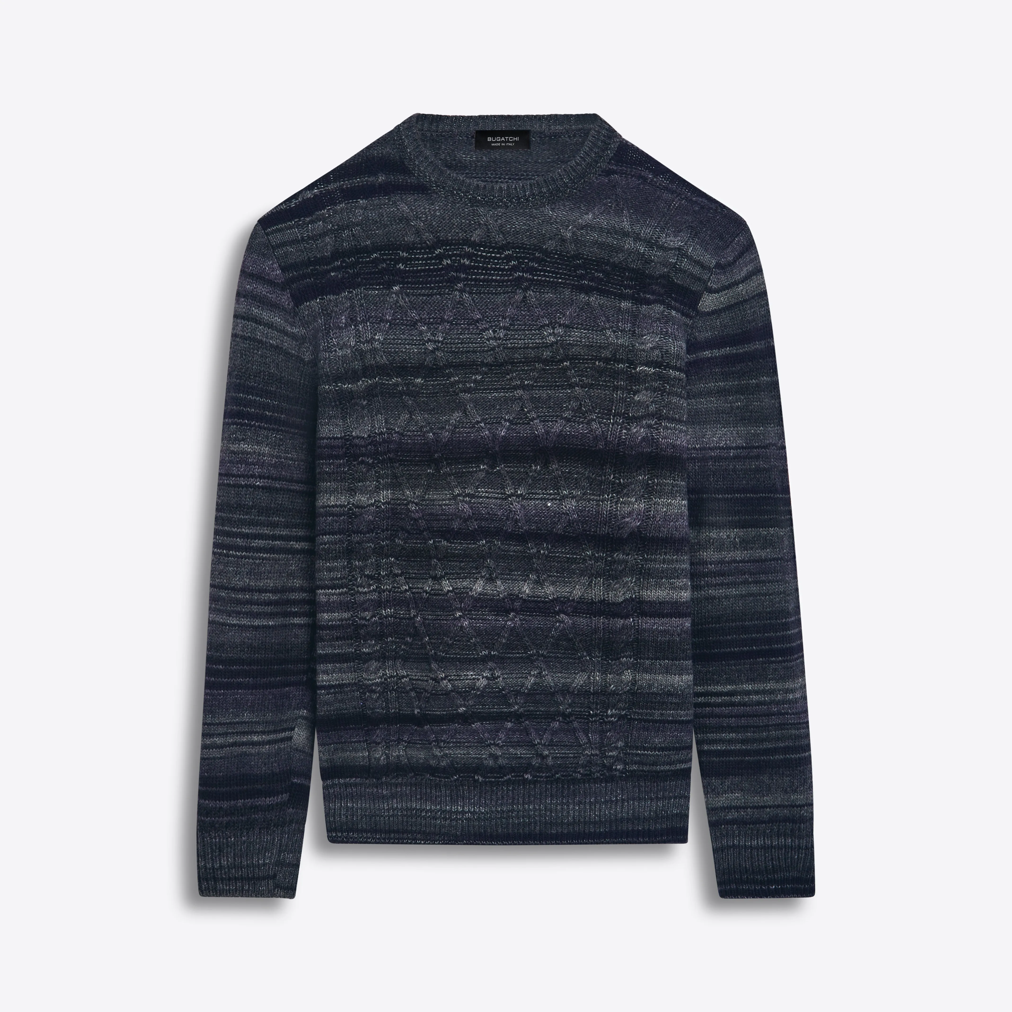 Crew Neck Striped Jacquard Sweater sold by Bugatchi