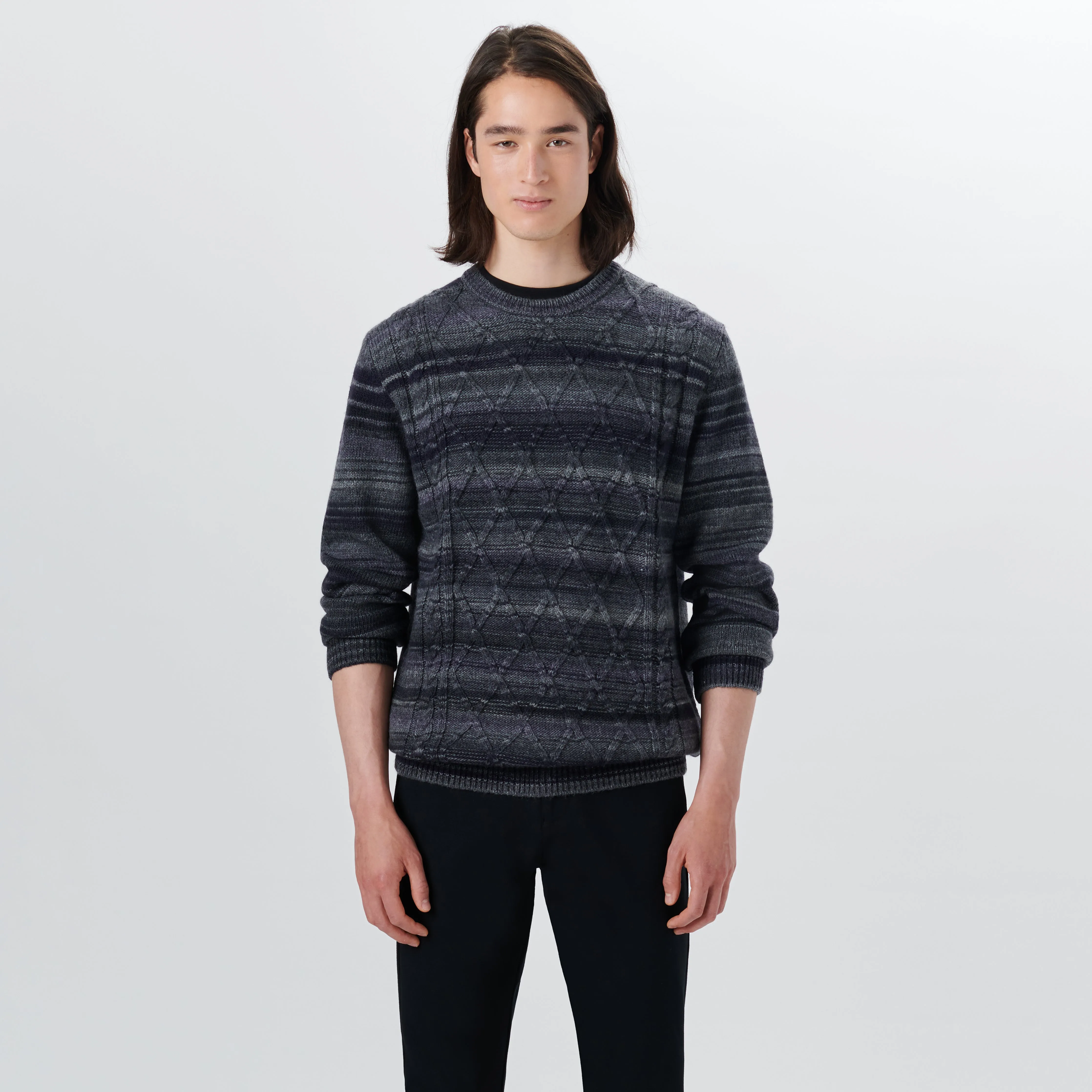 Crew Neck Striped Jacquard Sweater sold by Bugatchi product image thumbnail 2