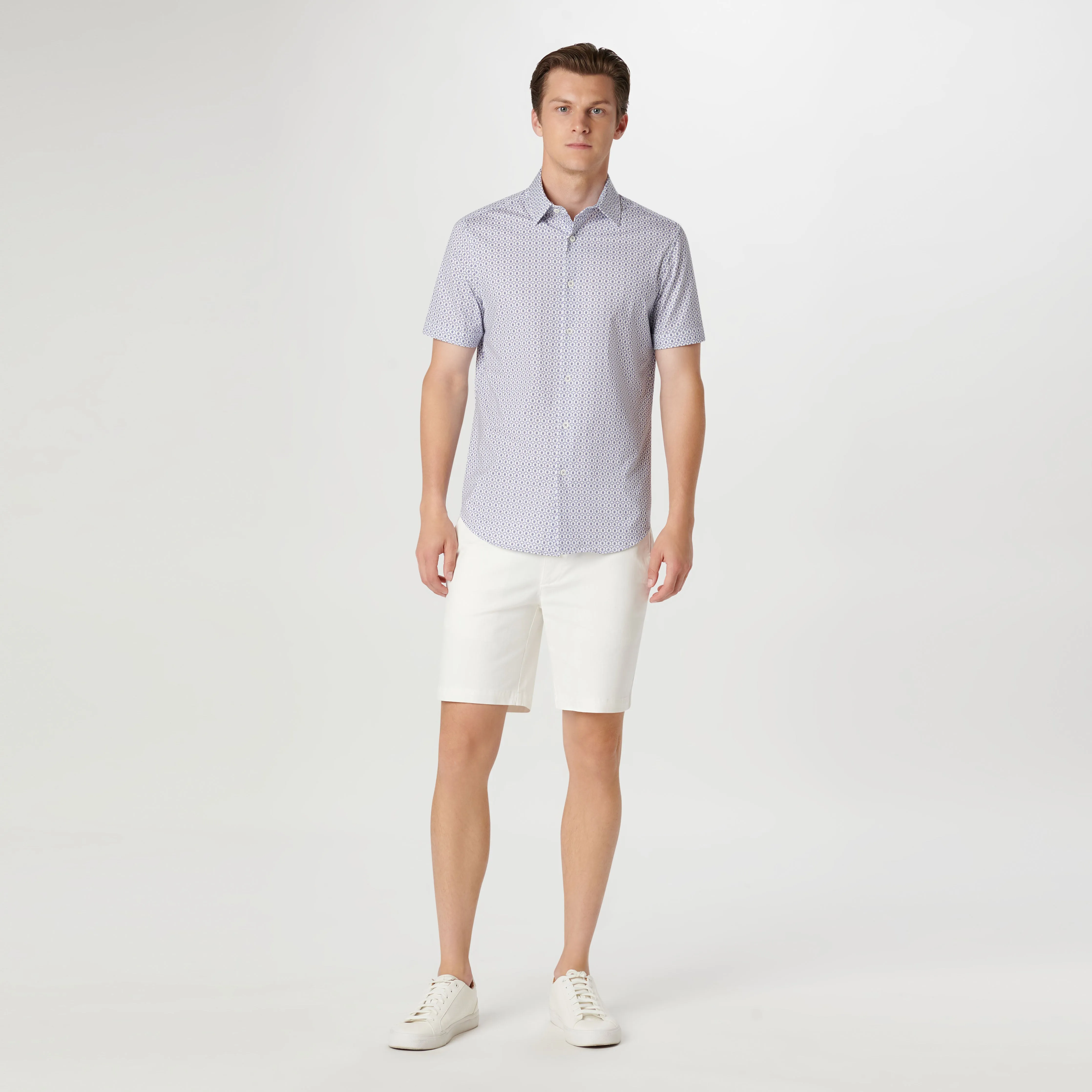 Miles Geometric OoohCotton Short Sleeve Shirt sold by Bugatchi product image thumbnail 5