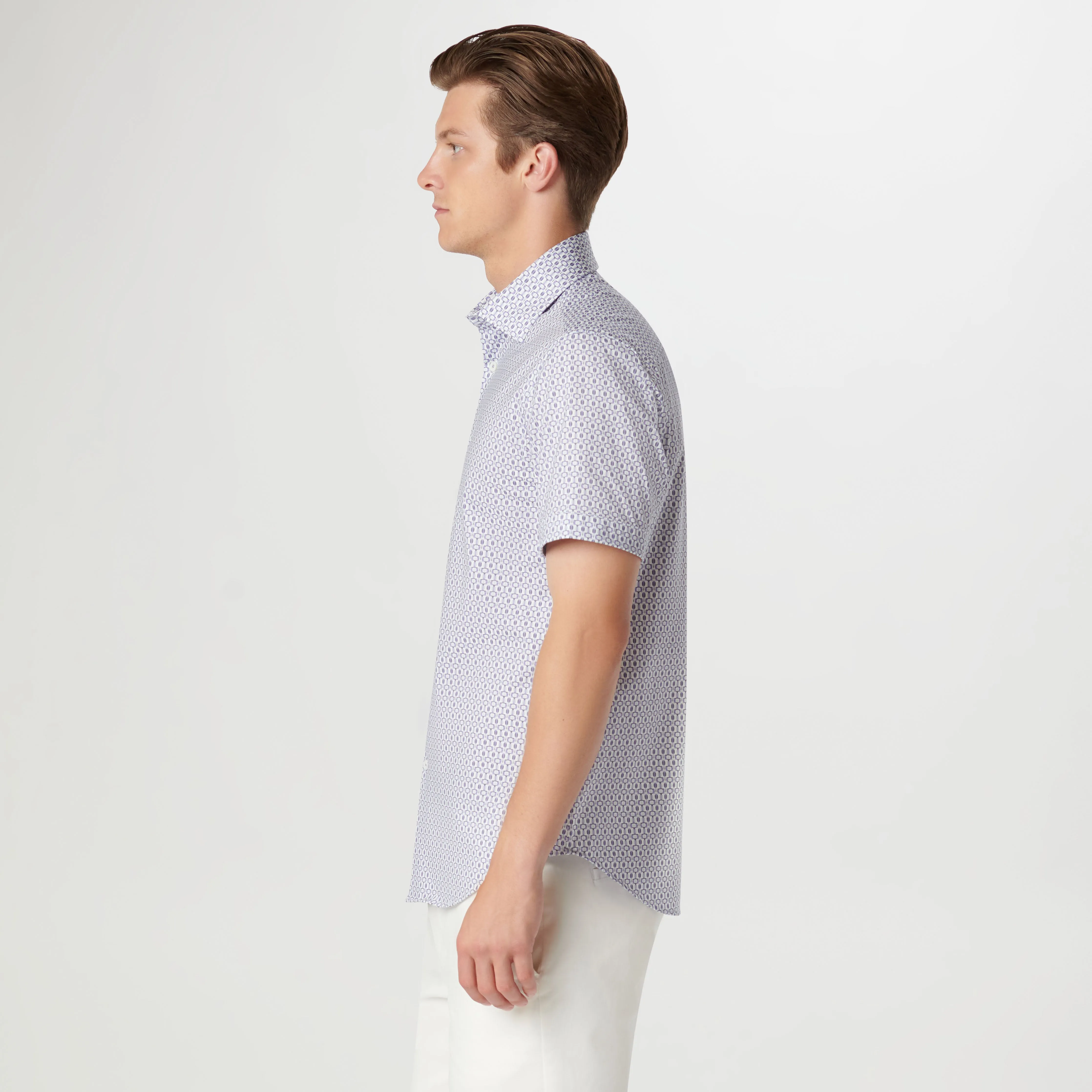 Miles Geometric OoohCotton Short Sleeve Shirt sold by Bugatchi product image thumbnail 3