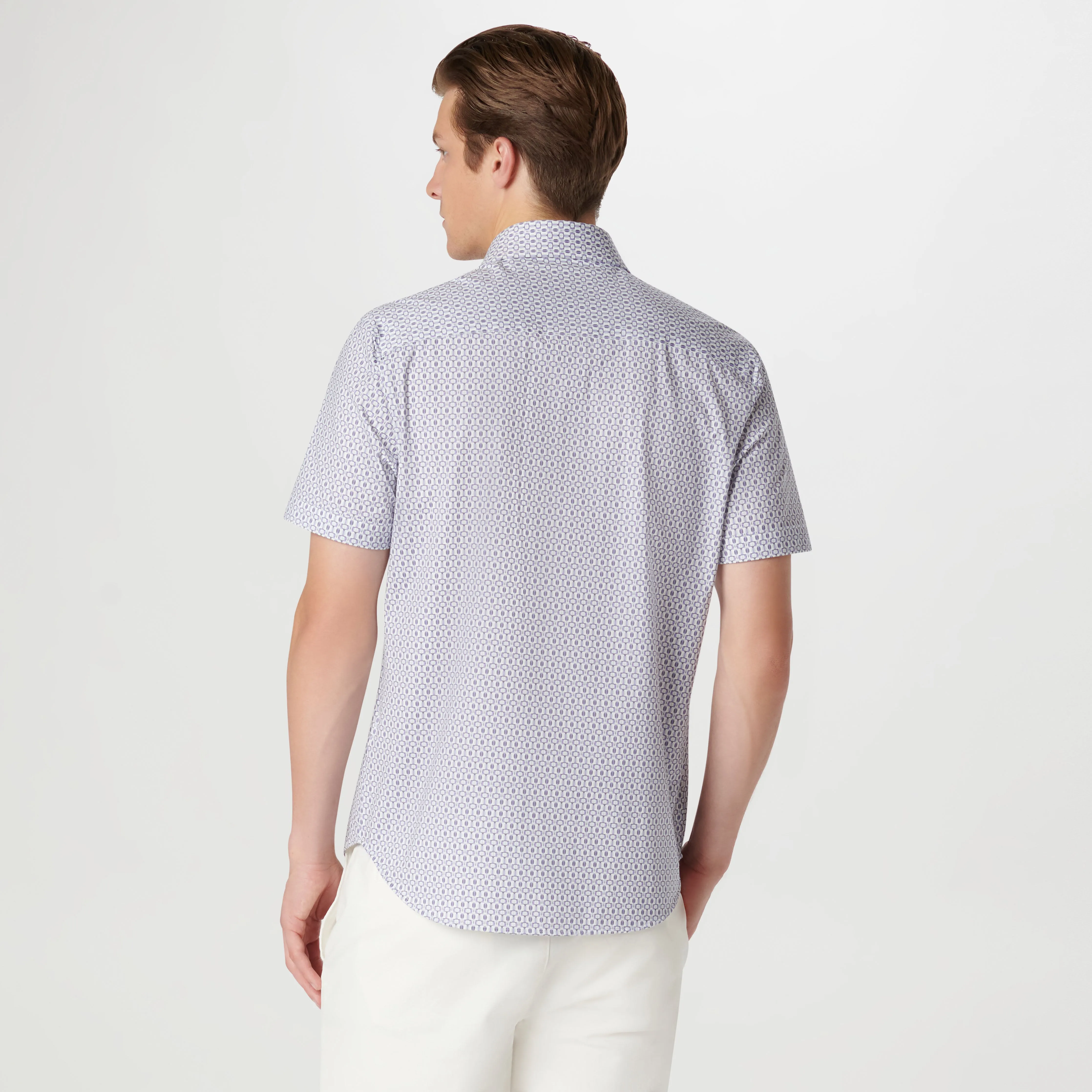Miles Geometric OoohCotton Short Sleeve Shirt sold by Bugatchi product image thumbnail 4