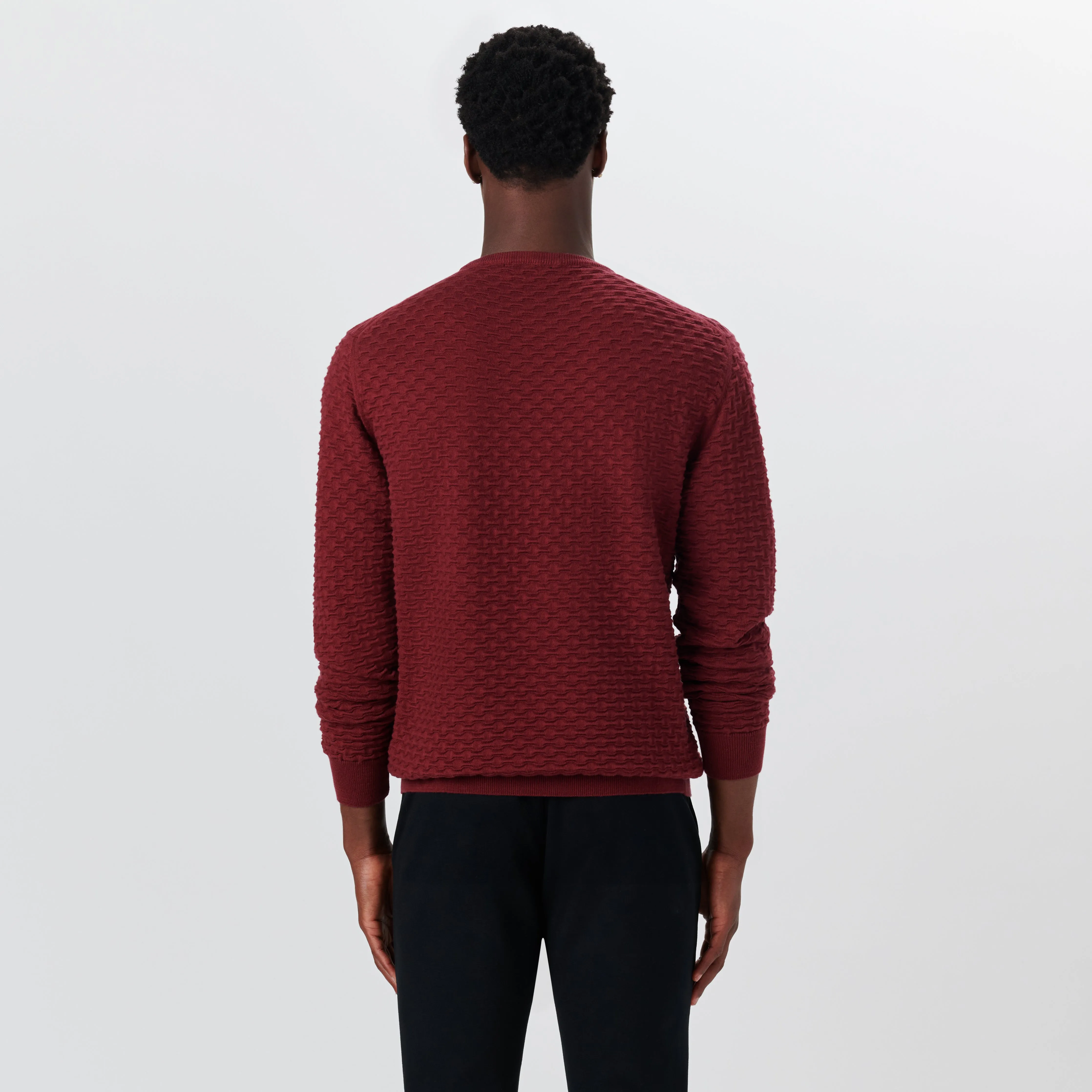 Crew Neck Jacquard Wave Sweater sold by Bugatchi product image thumbnail 4