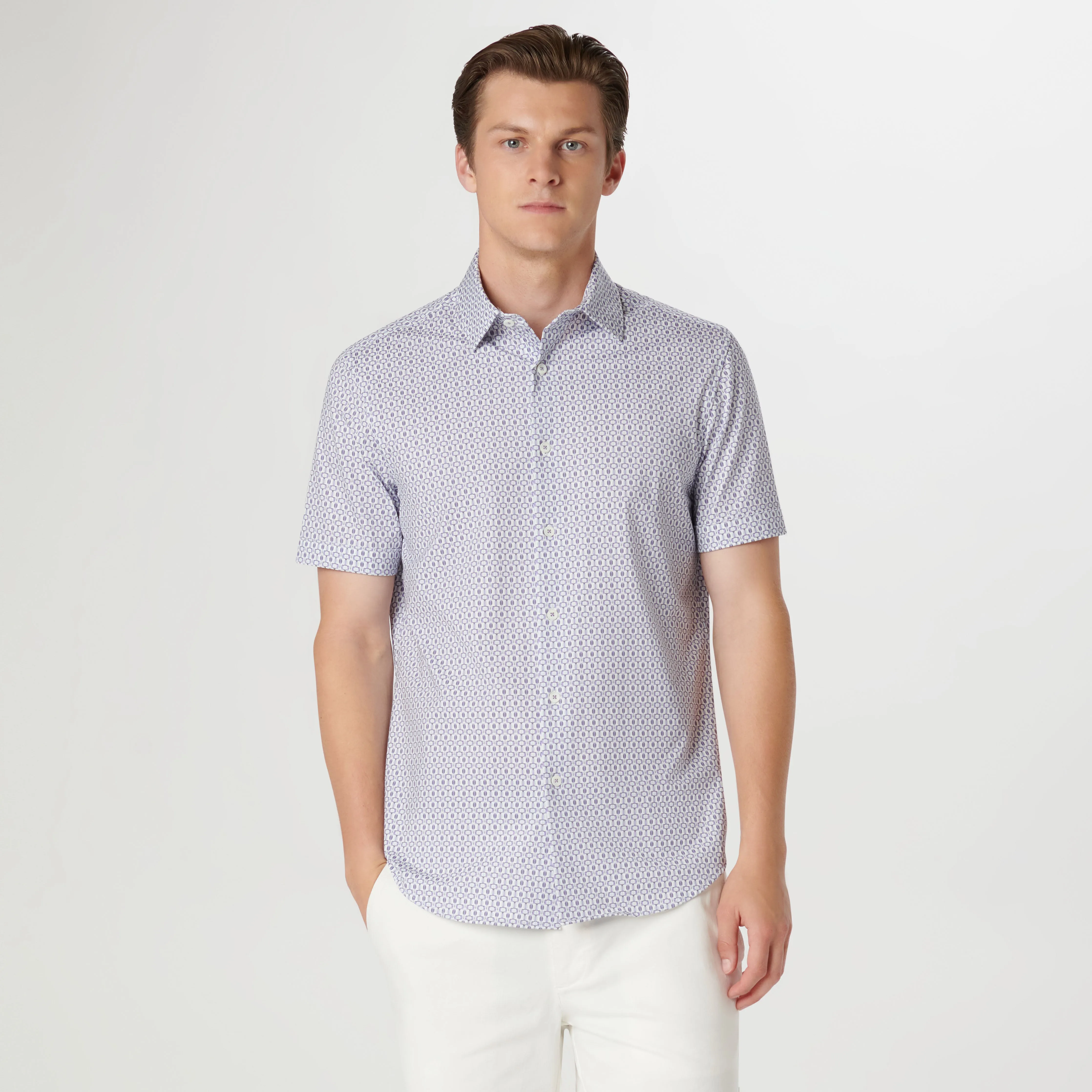 Miles Geometric OoohCotton Short Sleeve Shirt sold by Bugatchi product image thumbnail 2