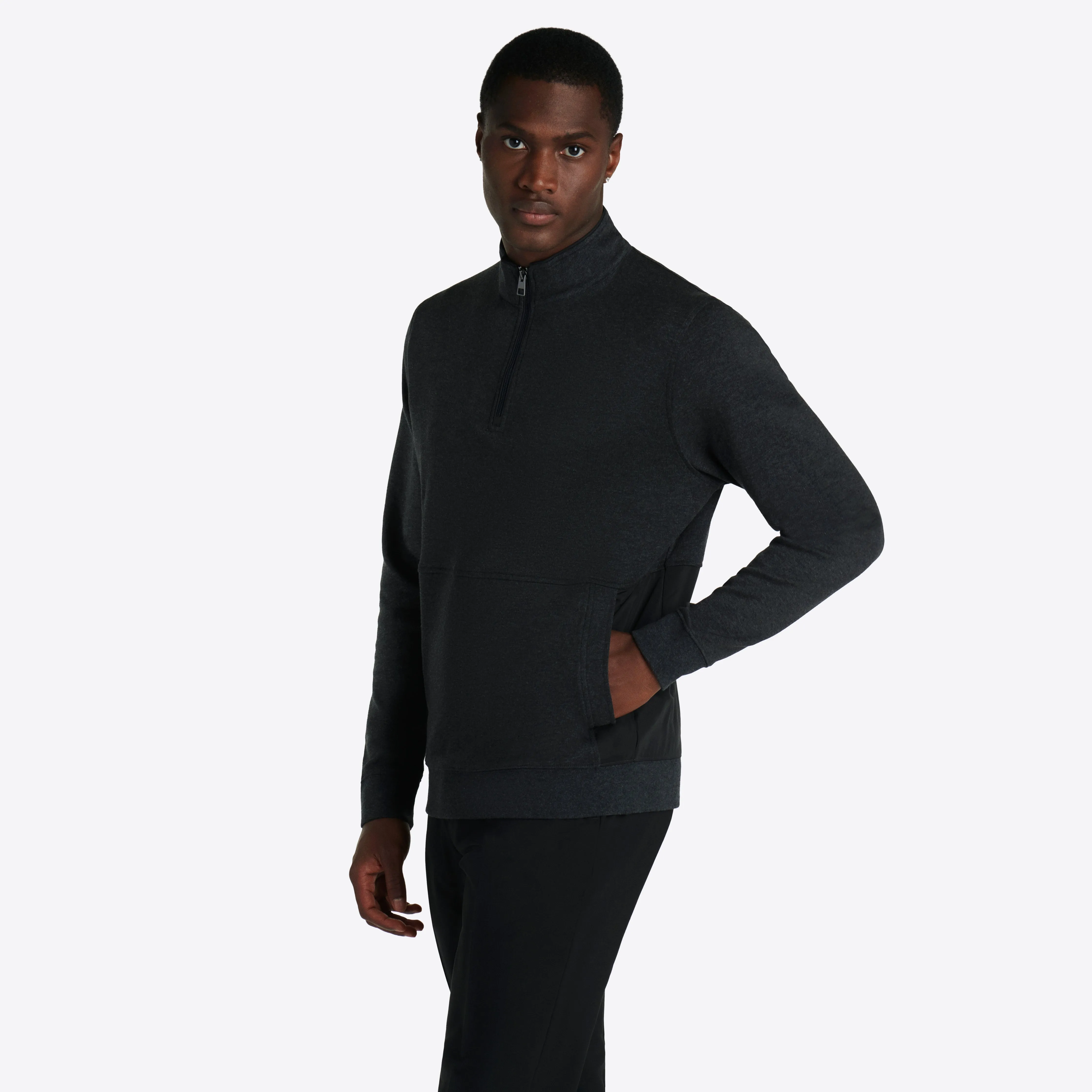 Heather Quarter Zip Mock Neck Pullover sold by Bugatchi product image thumbnail 3