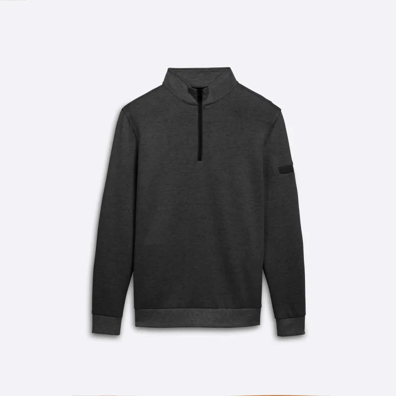 COMFORT Solid Heather Quarter Zip Mock Neck Pullover sold by Bugatchi