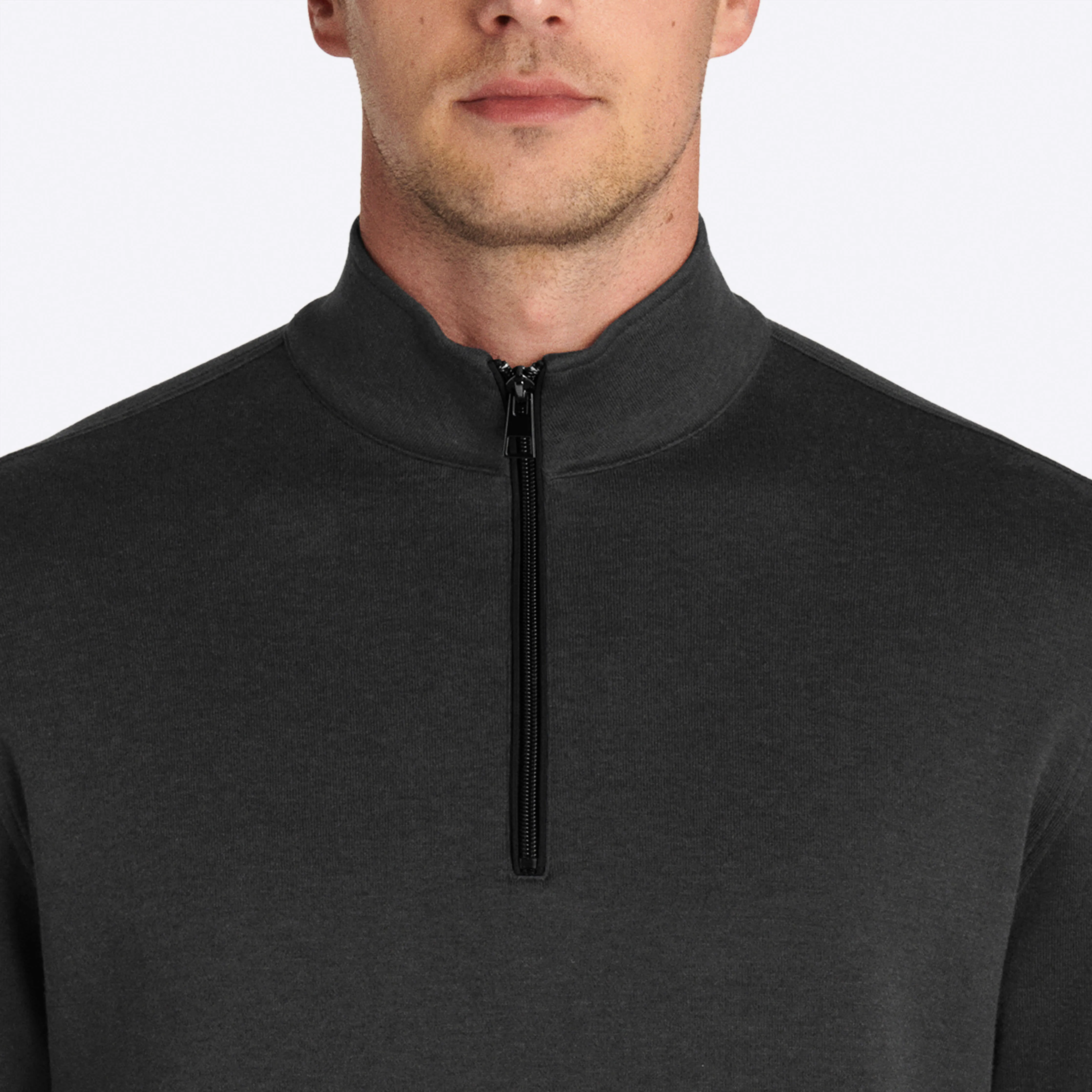 COMFORT Solid Heather Quarter Zip Mock Neck Pullover sold by Bugatchi product image thumbnail 5