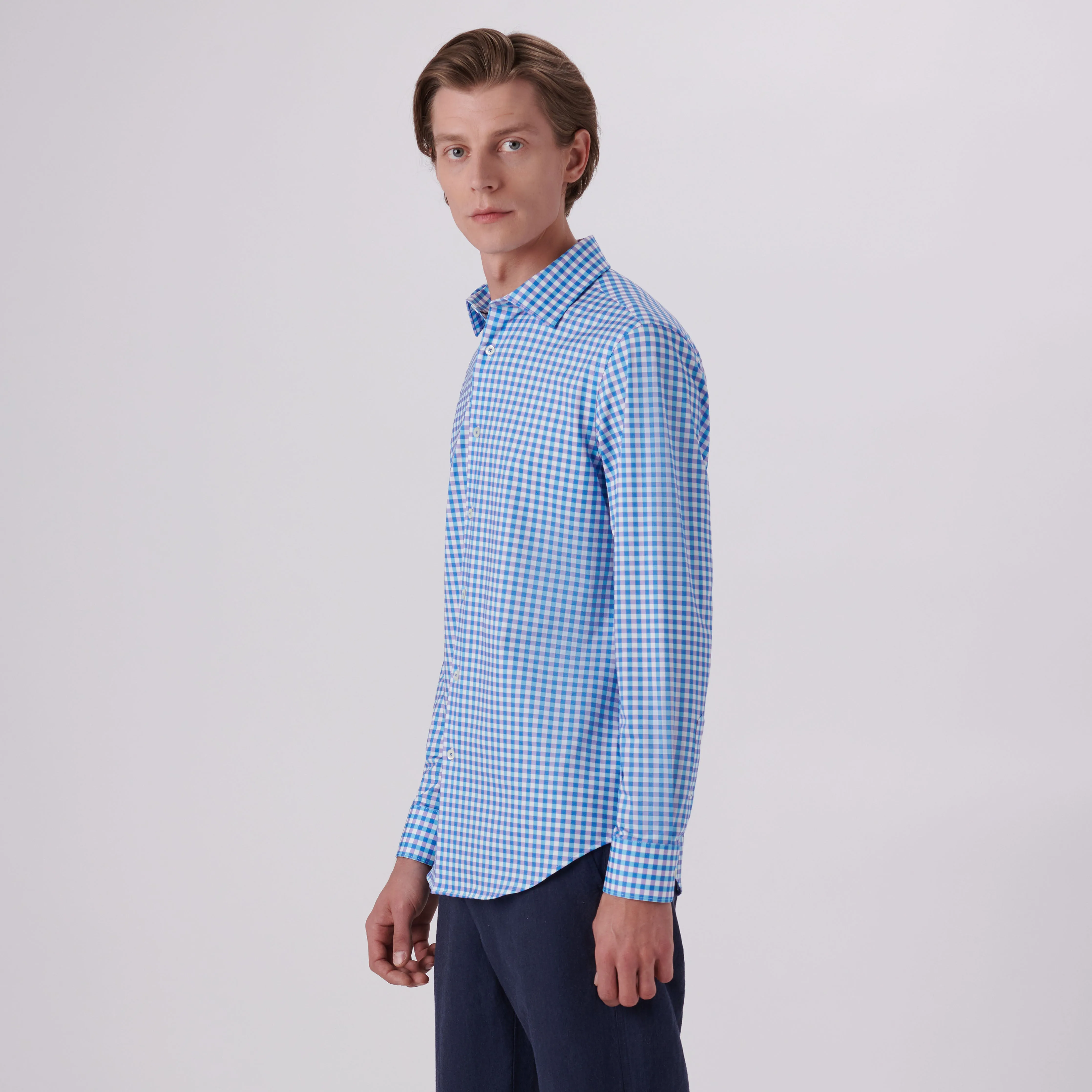 James Gingham Check Print OoohCotton Shirt sold by Bugatchi product image thumbnail 3