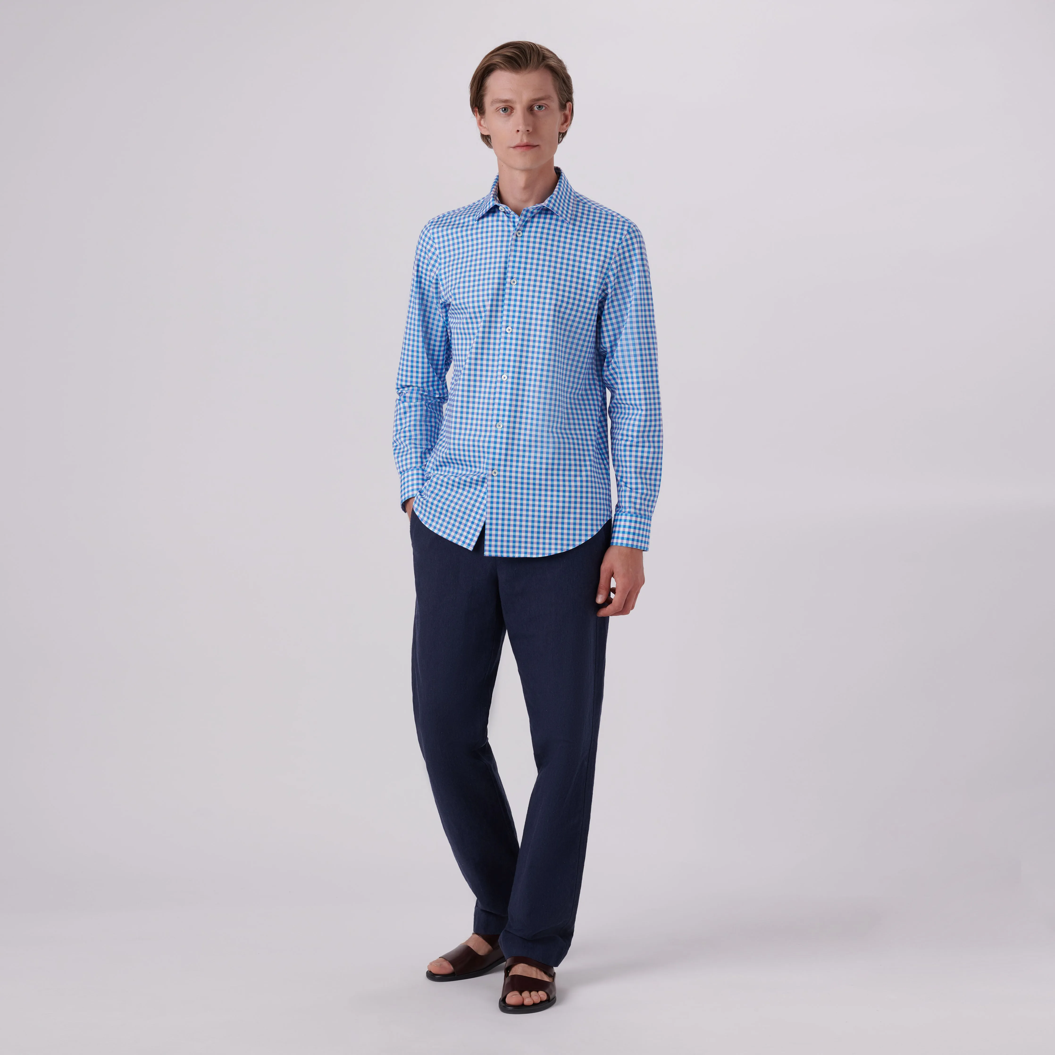 James Gingham Check Print OoohCotton Shirt sold by Bugatchi product image thumbnail 5