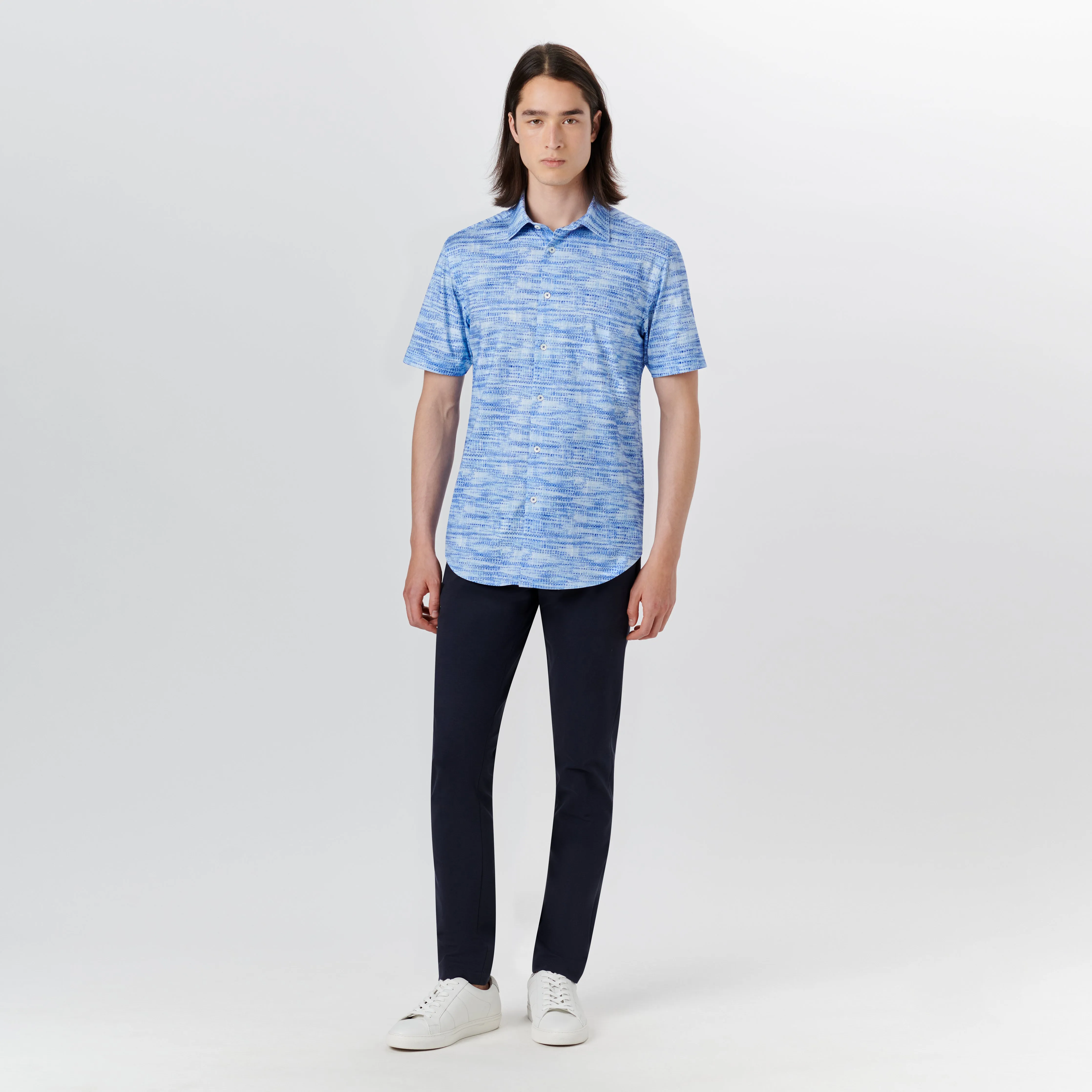 MILES Abstract Print OoohCotton Short Sleeve Shirt sold by Bugatchi product image thumbnail 5