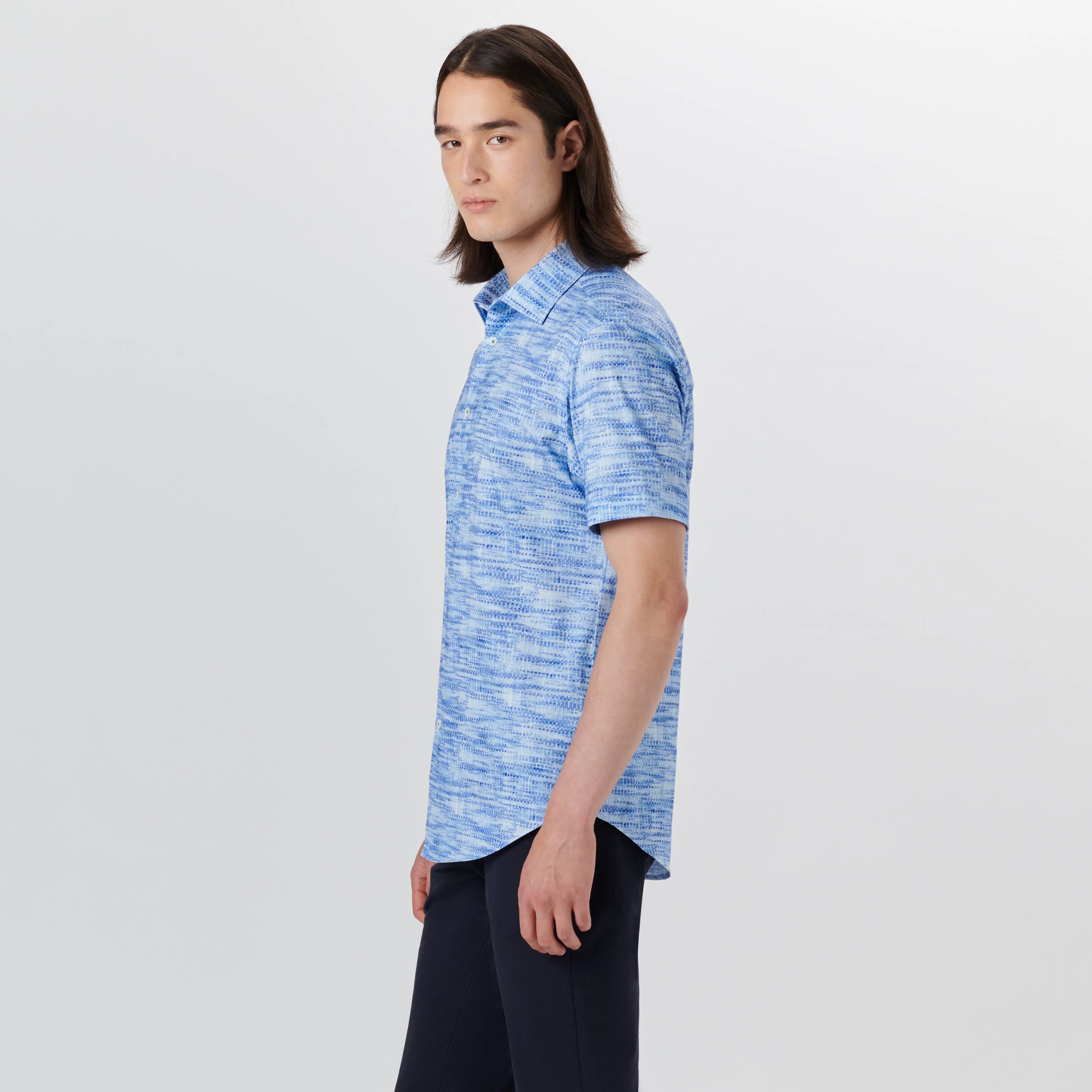 MILES Abstract Print OoohCotton Short Sleeve Shirt sold by Bugatchi product image thumbnail 3