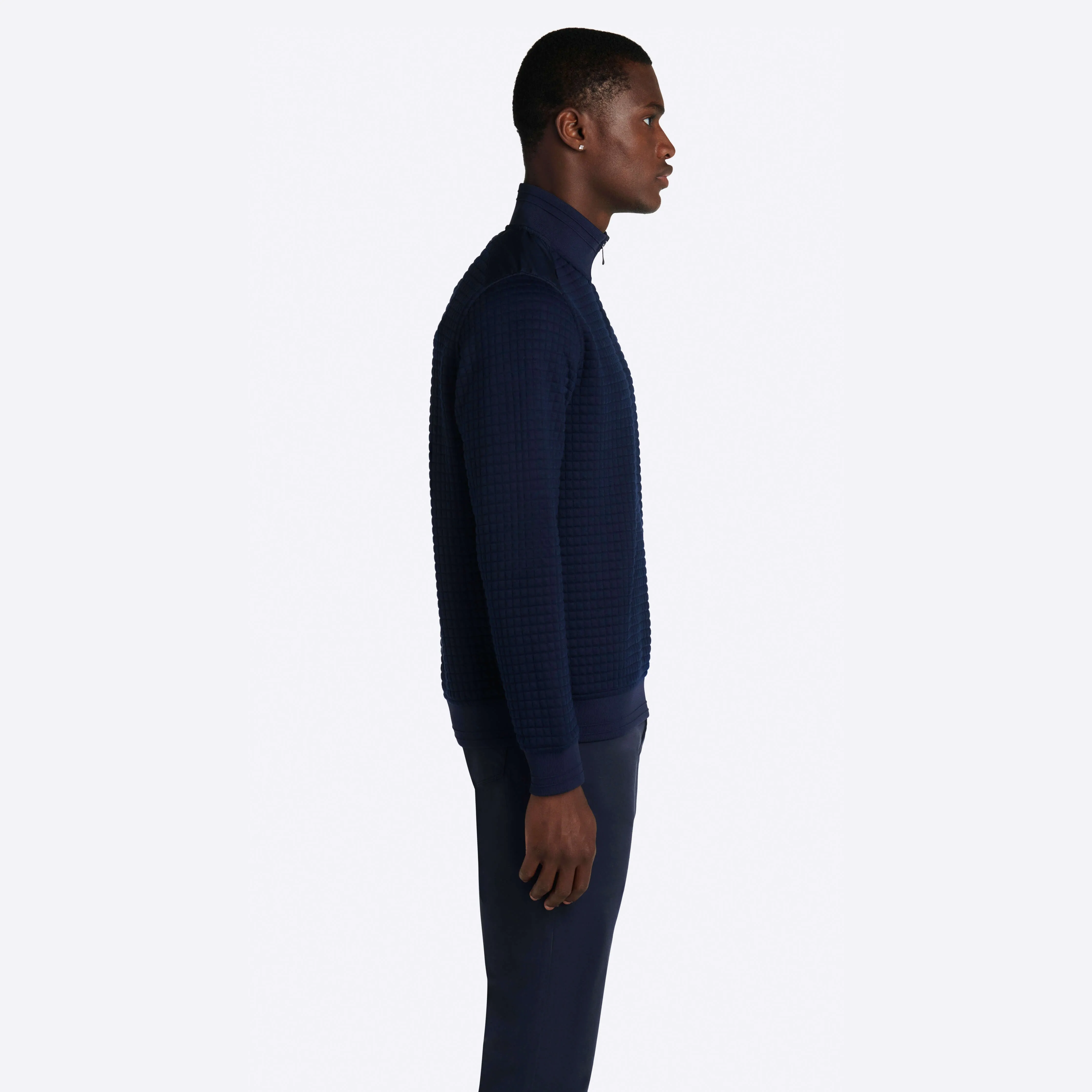 Waffle Knit Quarter Zip Mock Neck Pullover sold by Bugatchi product image thumbnail 4