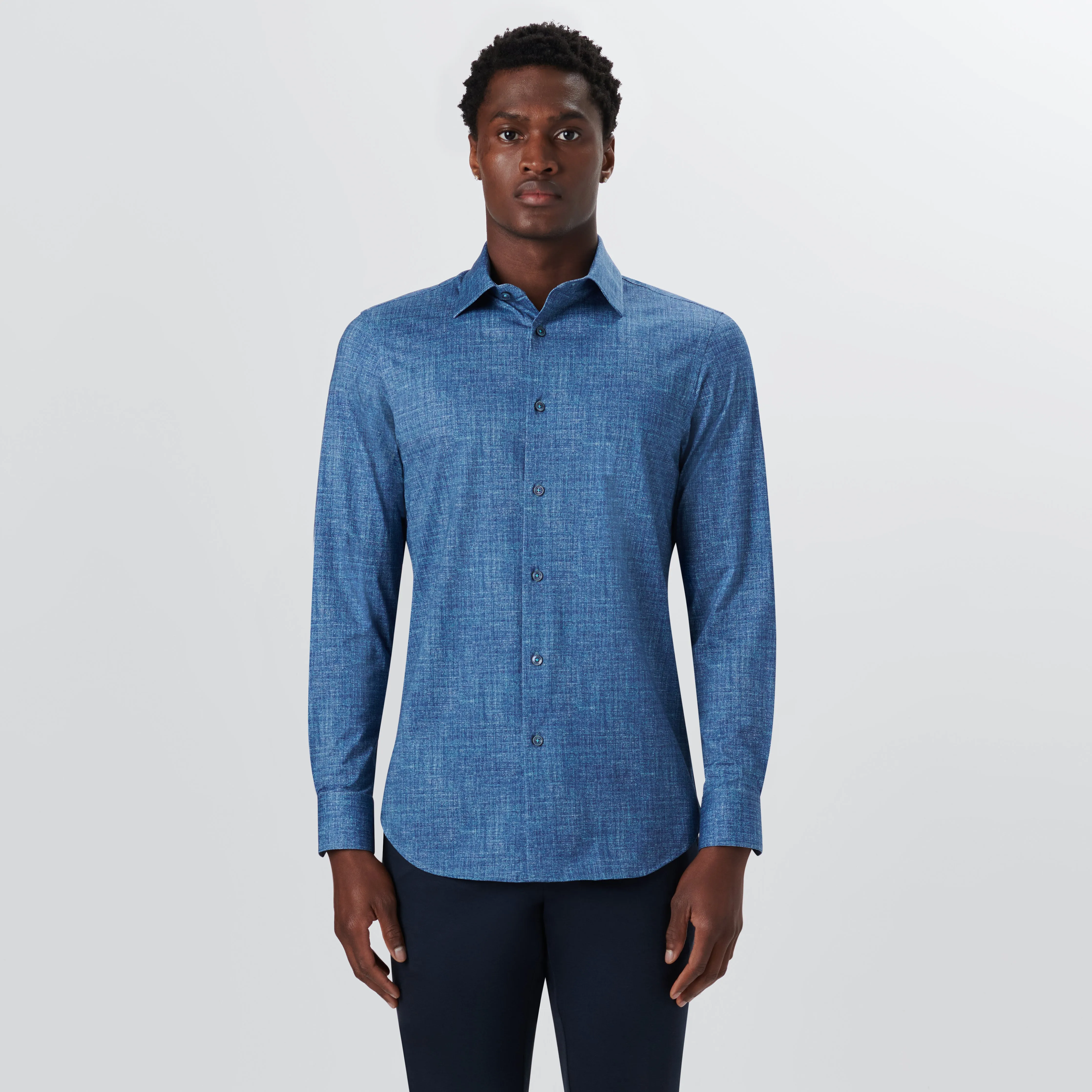 JAMES Chambray Print OoohCotton Shirt sold by Bugatchi product image thumbnail 2