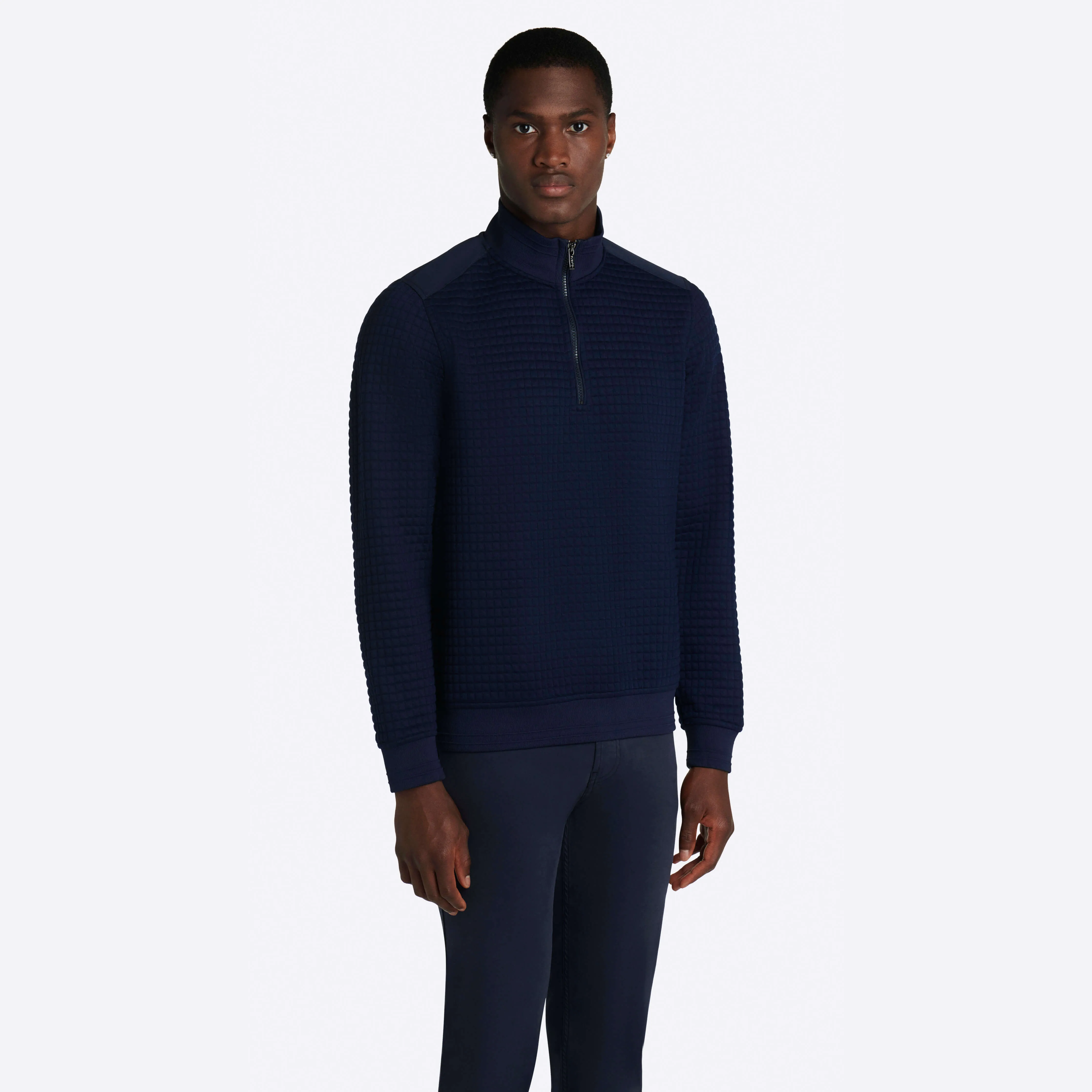 Waffle Knit Quarter Zip Mock Neck Pullover sold by Bugatchi product image thumbnail 2