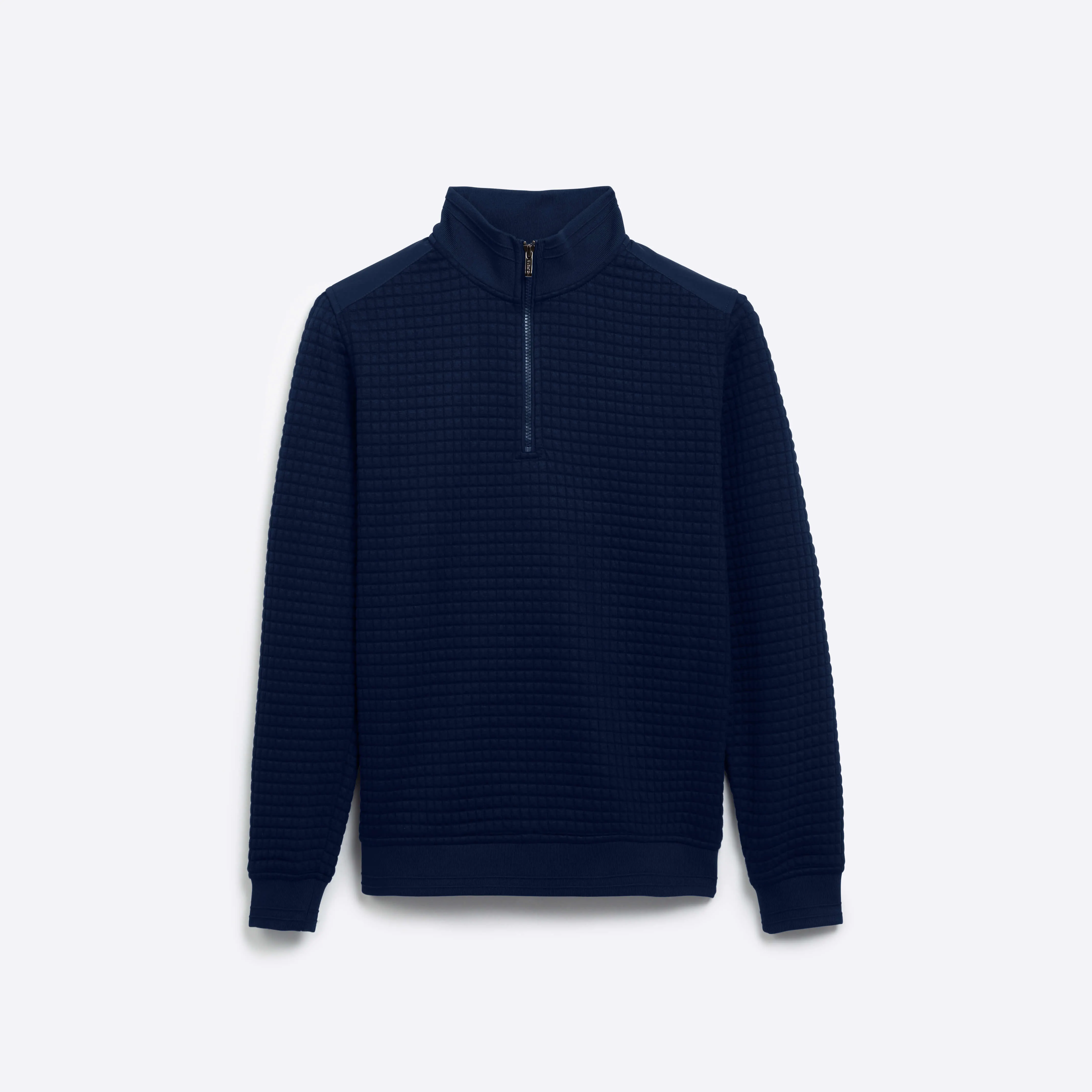 Waffle Knit Quarter Zip Mock Neck Pullover sold by Bugatchi