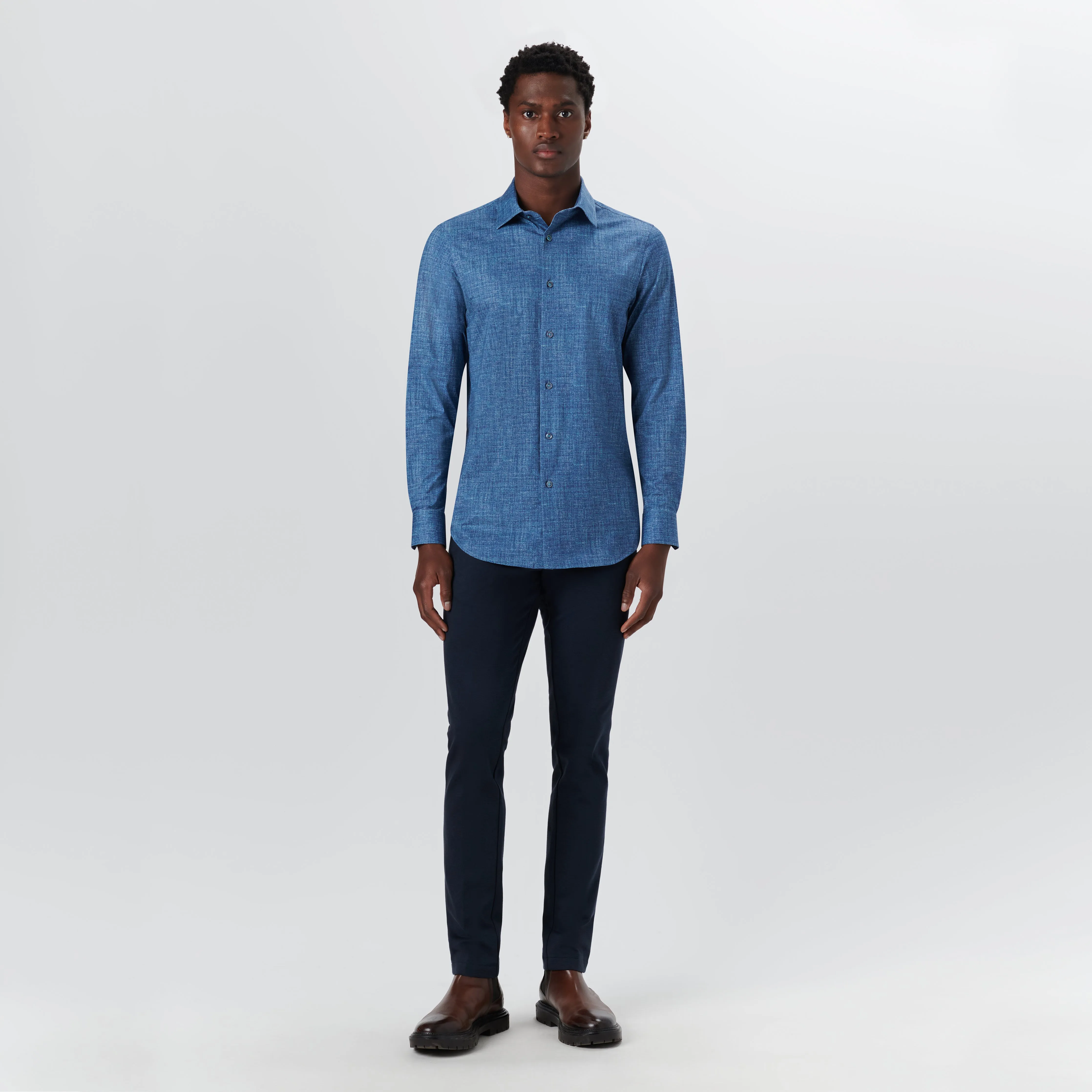 JAMES Chambray Print OoohCotton Shirt sold by Bugatchi product image thumbnail 5