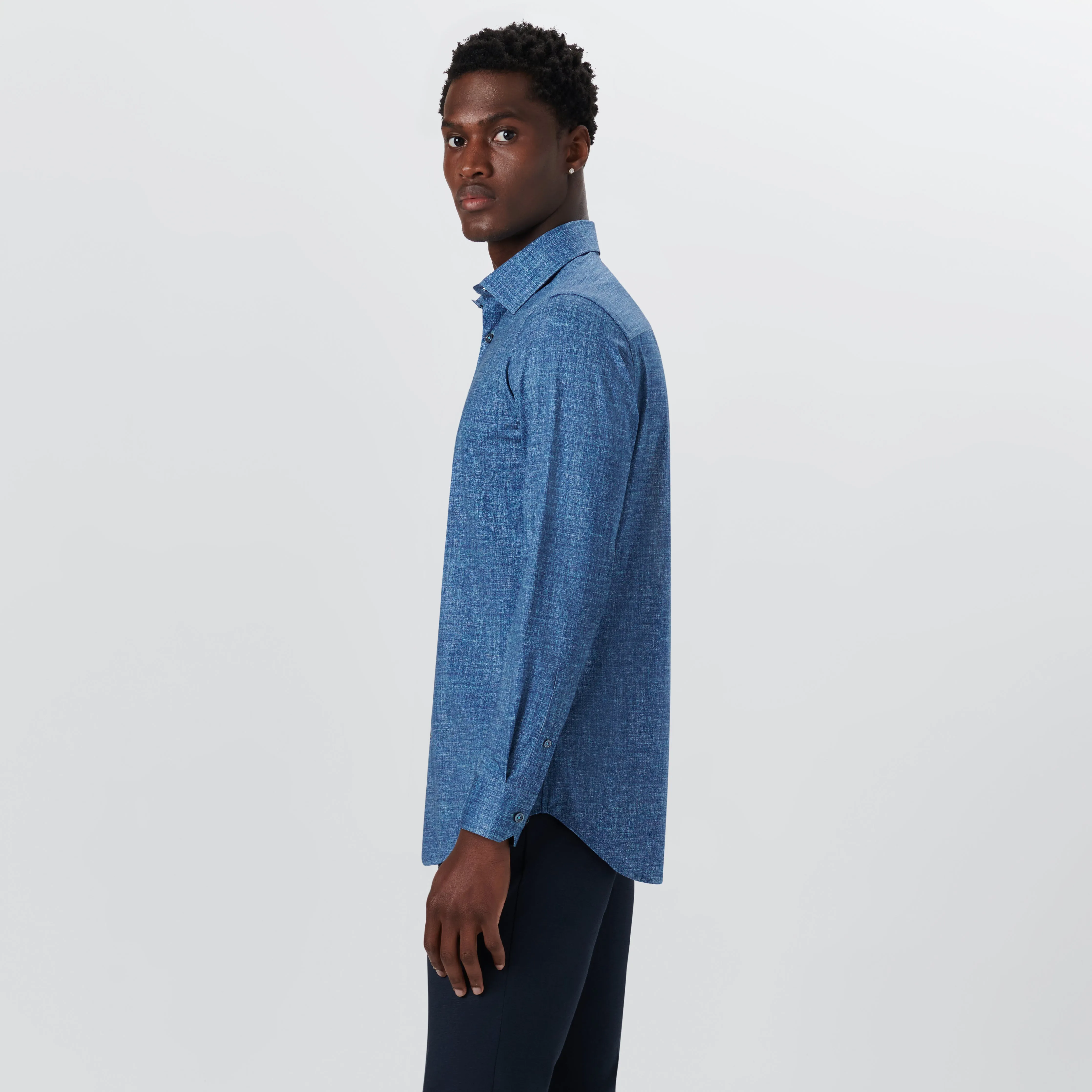 JAMES Chambray Print OoohCotton Shirt sold by Bugatchi product image thumbnail 3