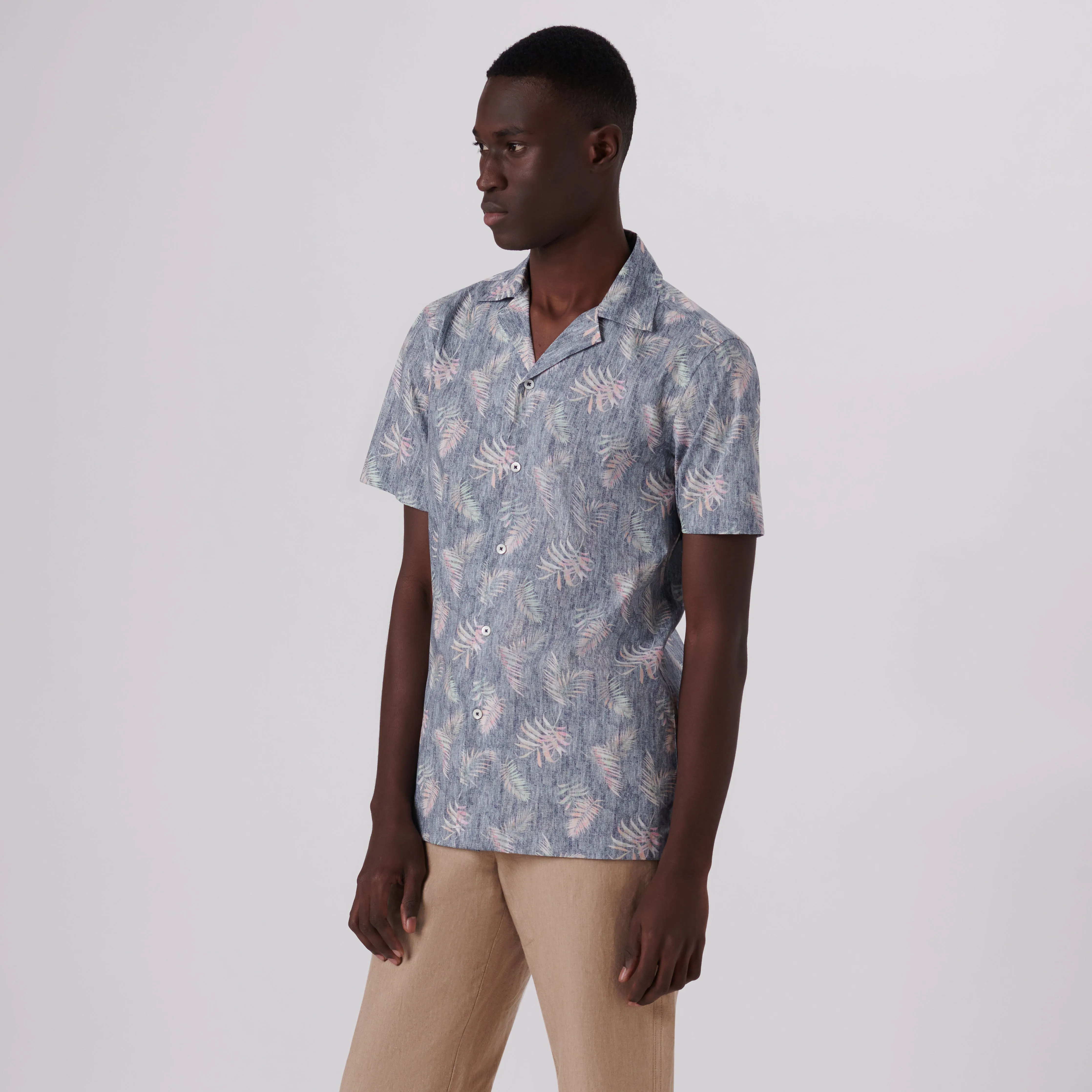 Jackson Leaf Print Short Sleeve Shirt sold by Bugatchi product image thumbnail 3