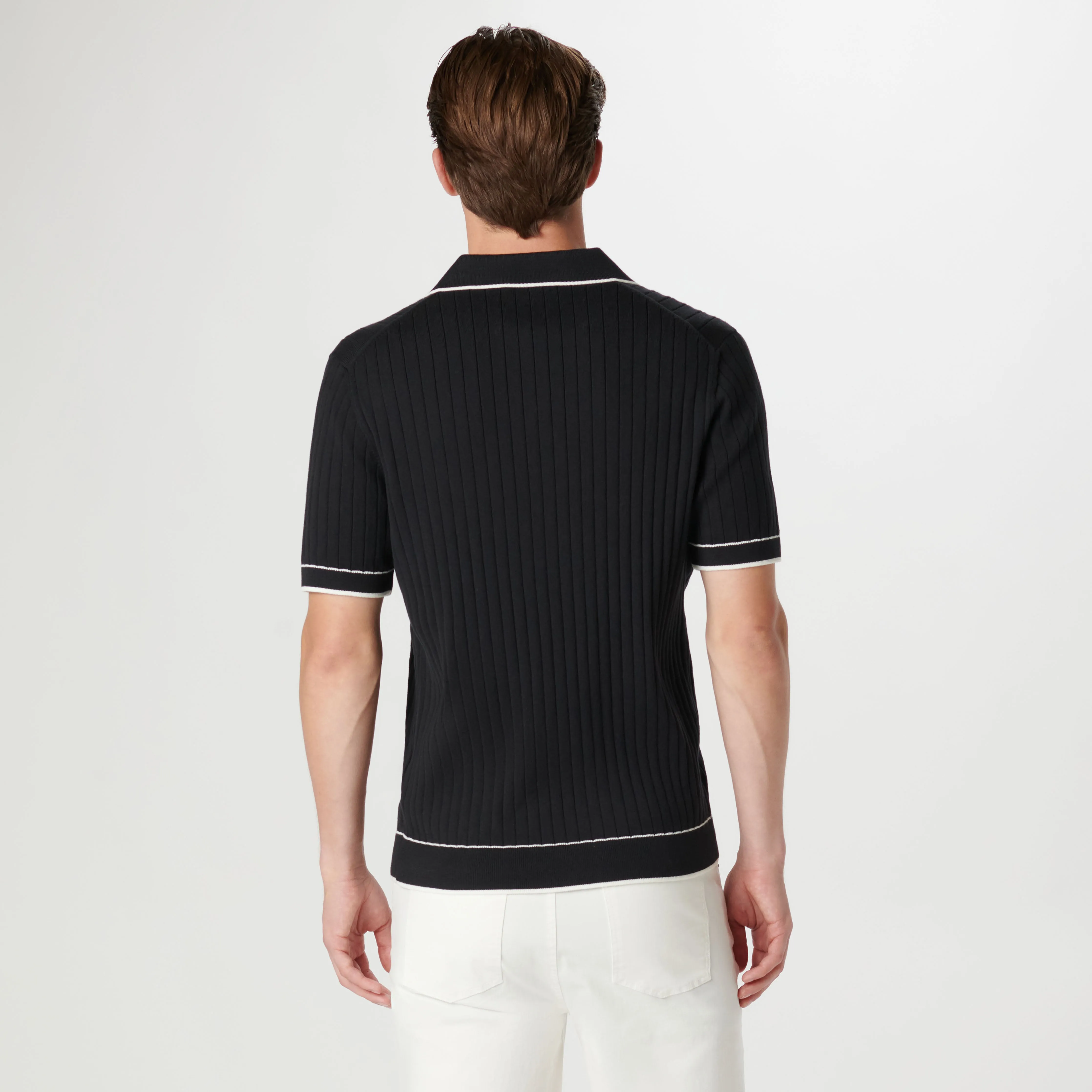Rib Stitch Short Sleeve Johnny Sweater sold by Bugatchi product image thumbnail 4