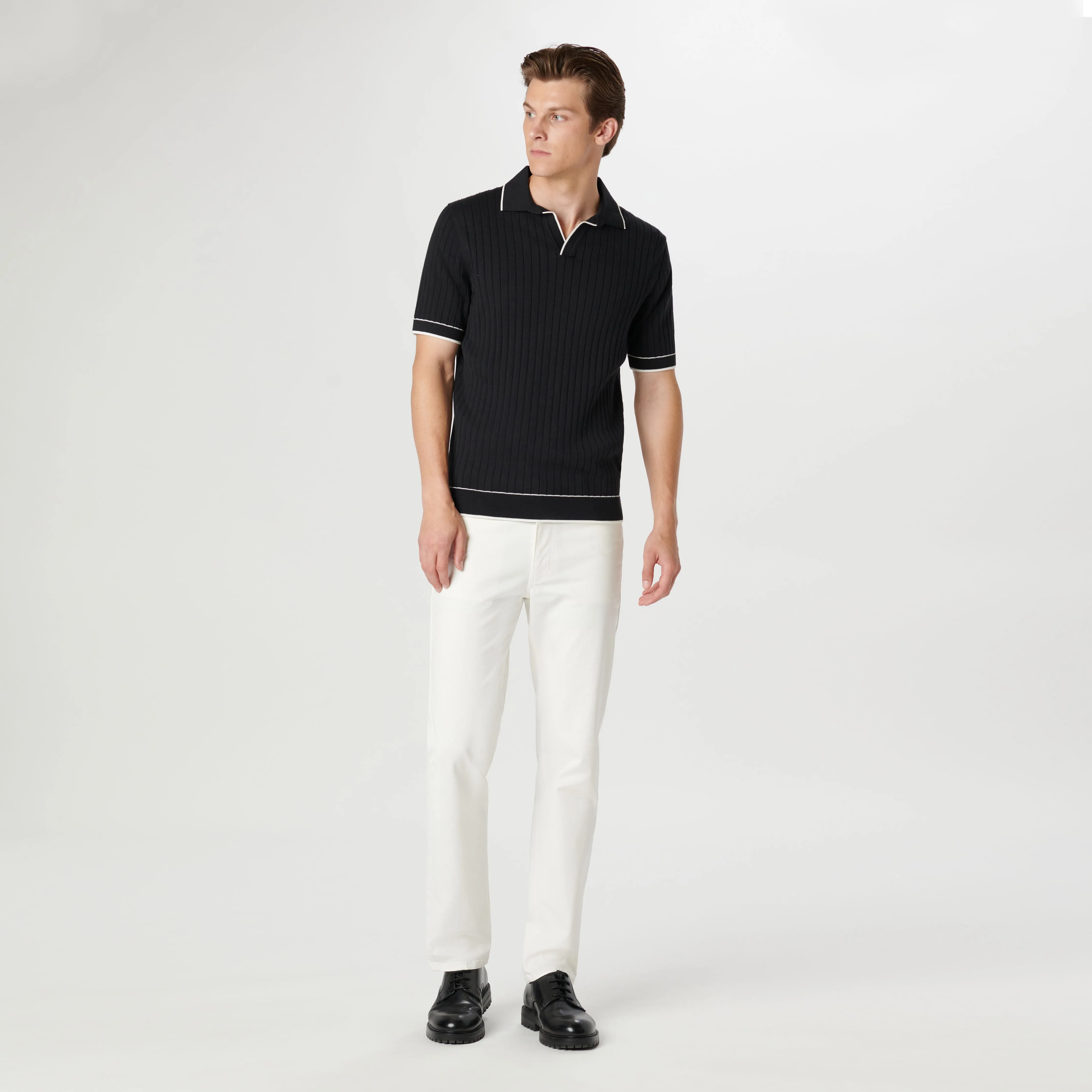 Rib Stitch Short Sleeve Johnny Sweater sold by Bugatchi product image thumbnail 5