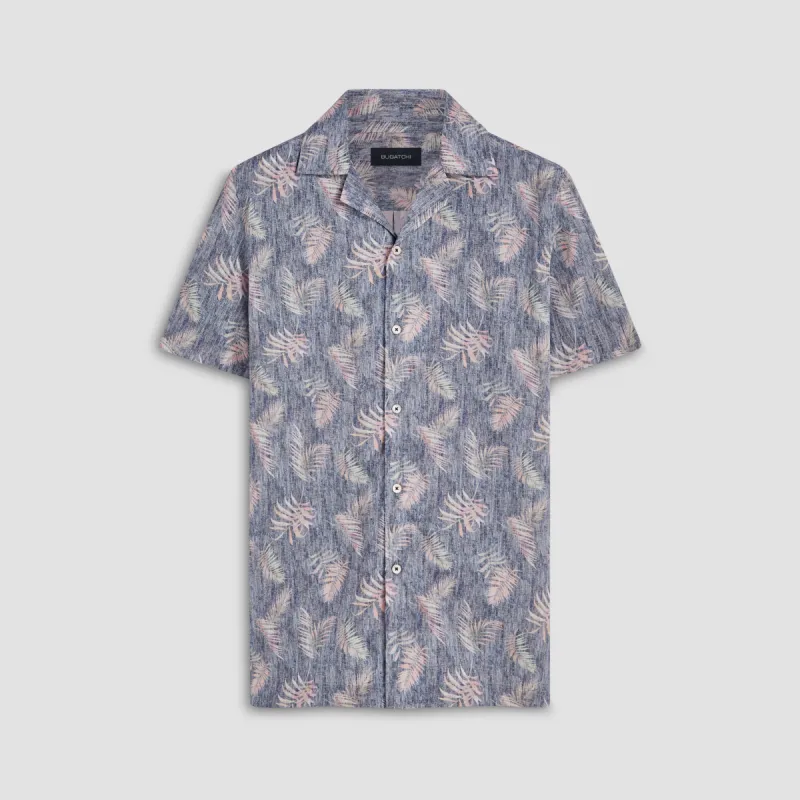 Jackson Leaf Print Short Sleeve Shirt sold by Bugatchi