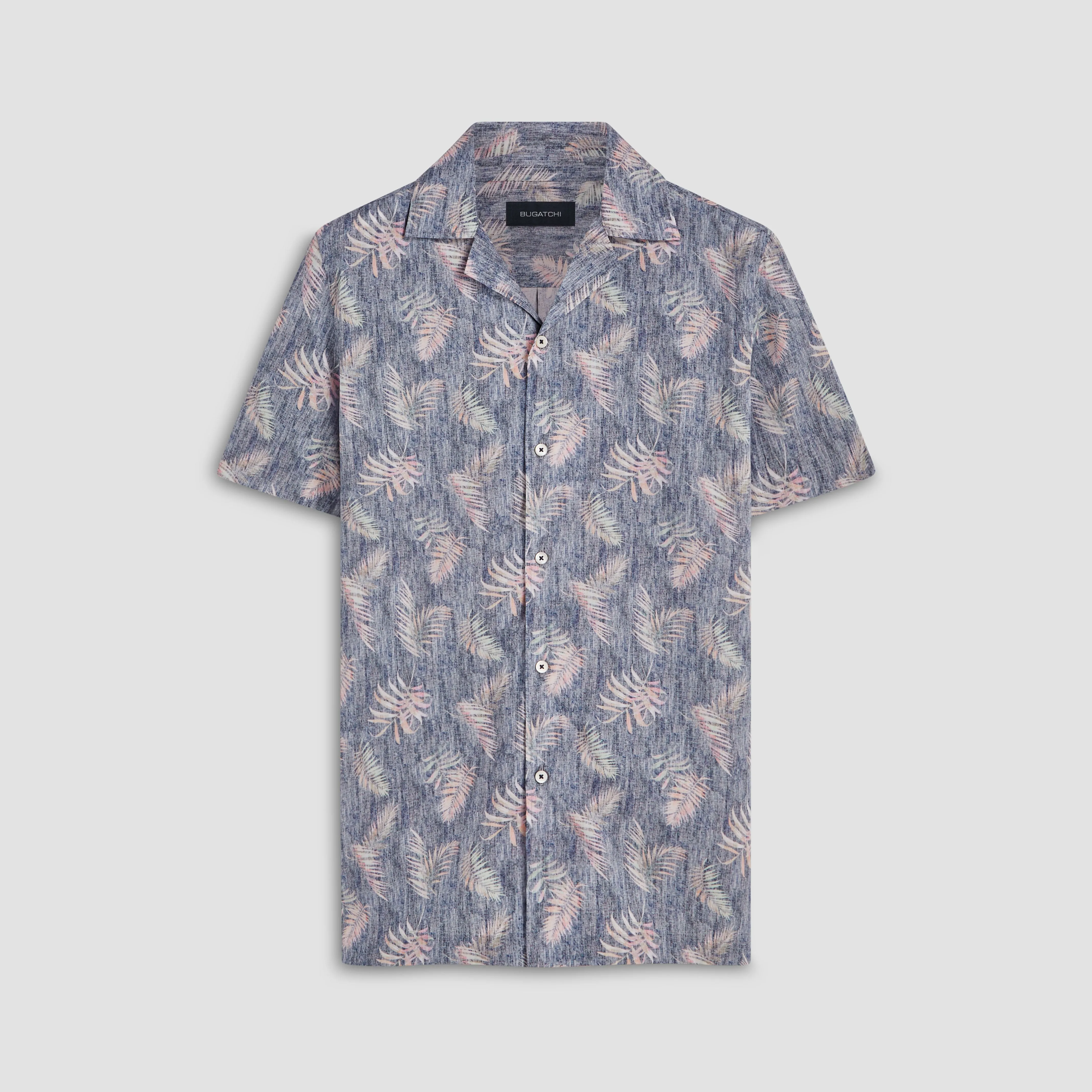 Jackson Leaf Print Short Sleeve Shirt sold by Bugatchi